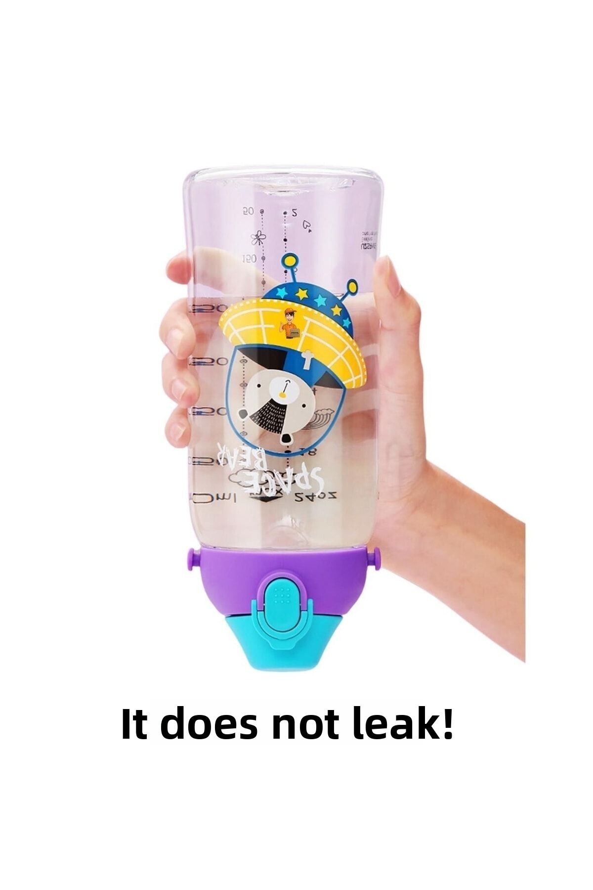Uzspace-Small Size 480ml Tritan Children's Water Bottle with Case, Hanger, With/Without Straw, Two Separate Lids 2