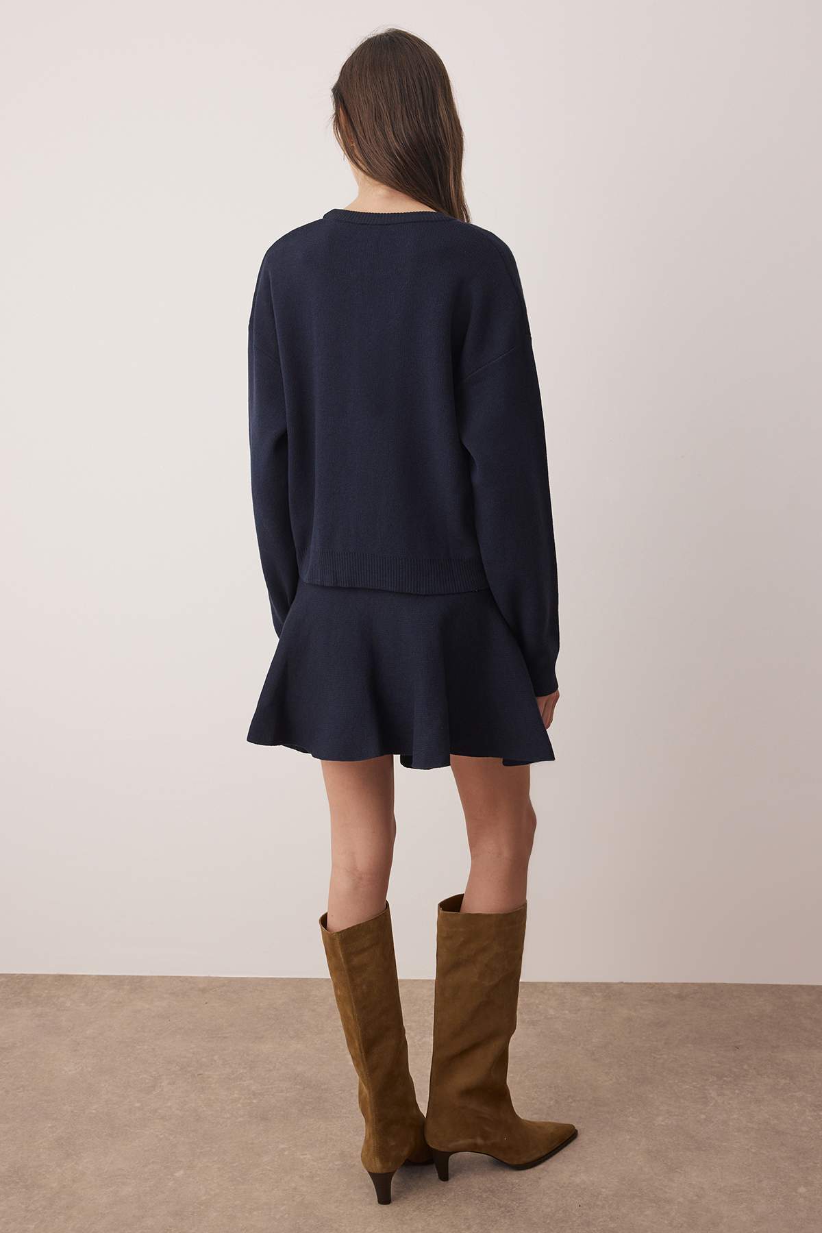 Trendyolmilla  Lacivert Yumuşak Dokulu Kazak-Etek Triko Alt - Üst Takım TWOAW26AU00014 - Görsel 4