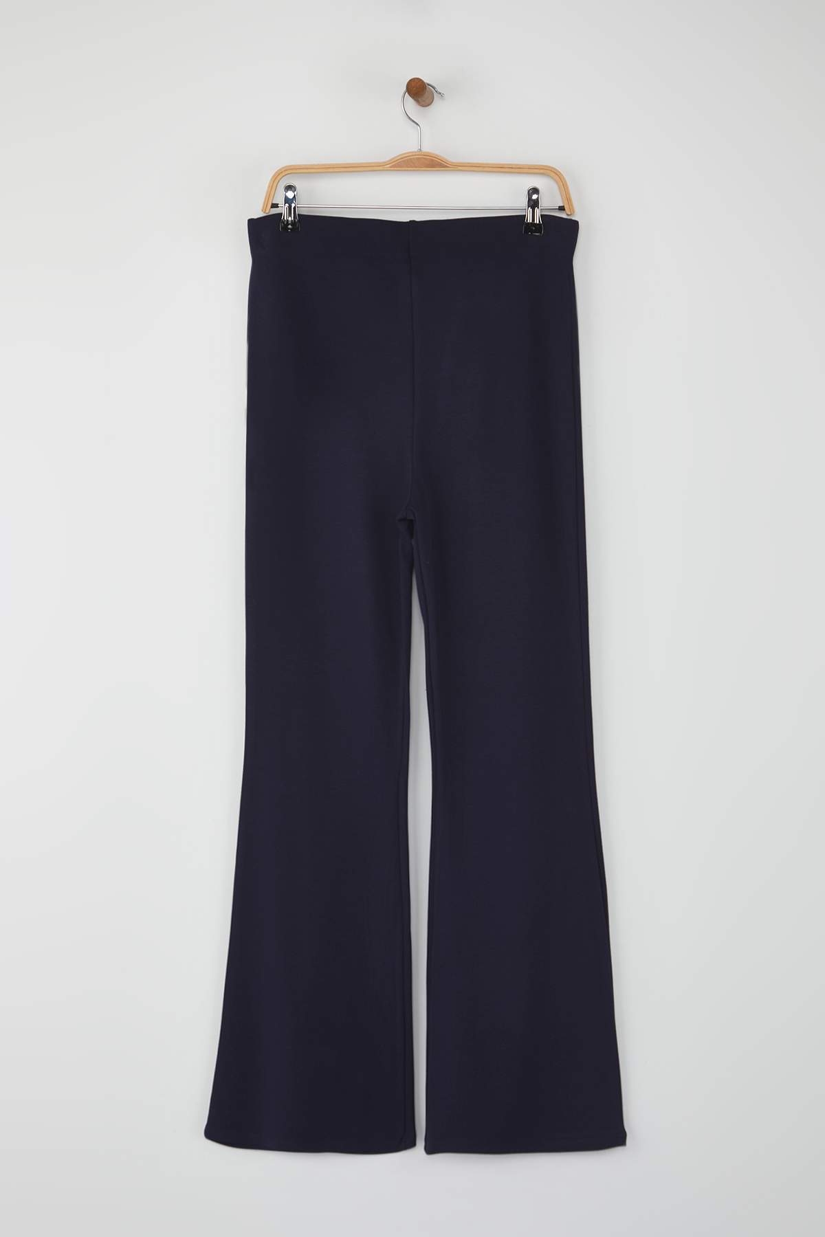 Trendyolmilla  Lacivert İnceltici Yüksek Bel Flare/İspanyol Paça Örme Büyük Beden Pantolon TBBSS24AR00033 - Görsel 11