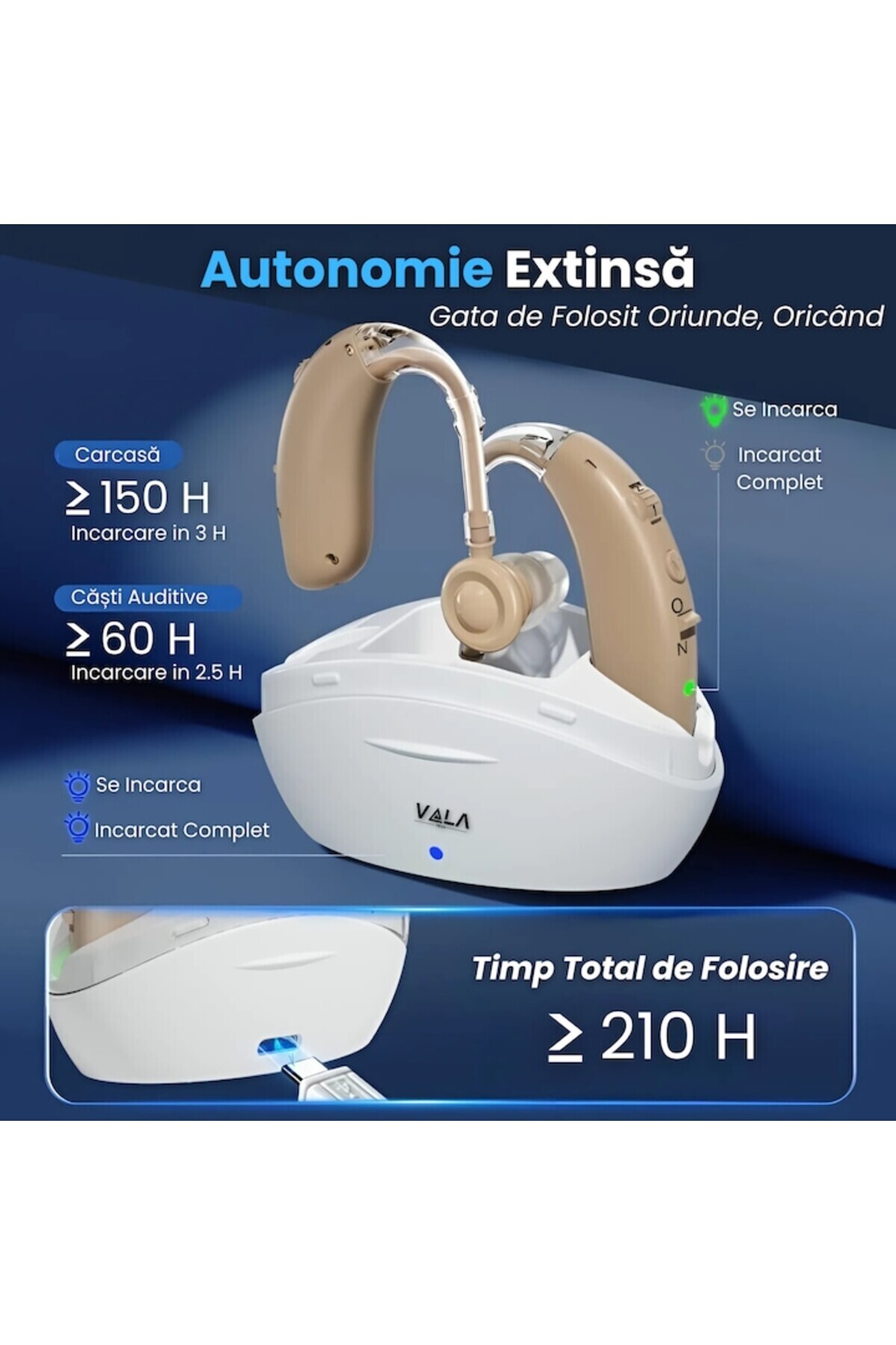 Vala Tech-2 X Auditive Device - Vala Tech®, 210h Autonomy, 130dB Amplification, Rechargeable, Noise Reduction 8