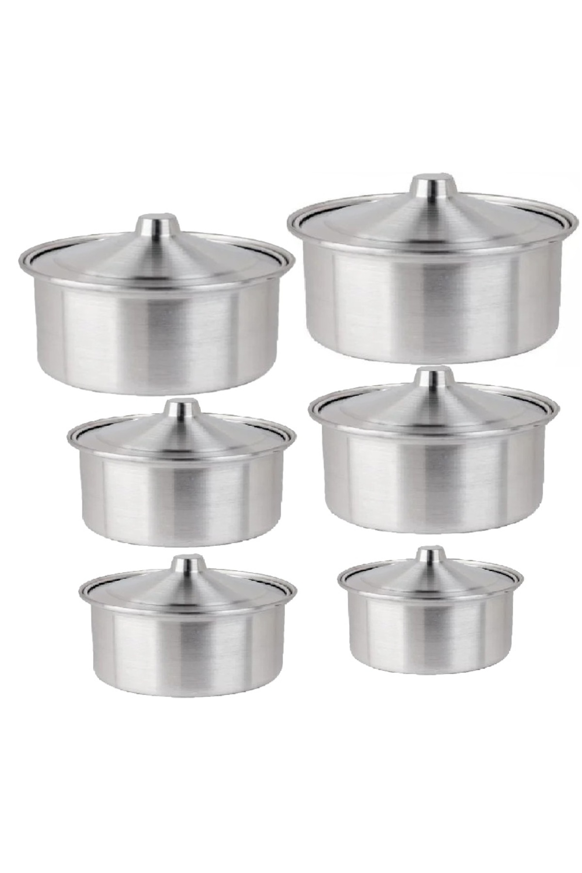 مجموعة من 6 أواني ألومنيوم صغيرة صناعة باكستانية مقاس 0.5/1/2/3/4/5 لتر (14/16/18/19/20/22 سم)