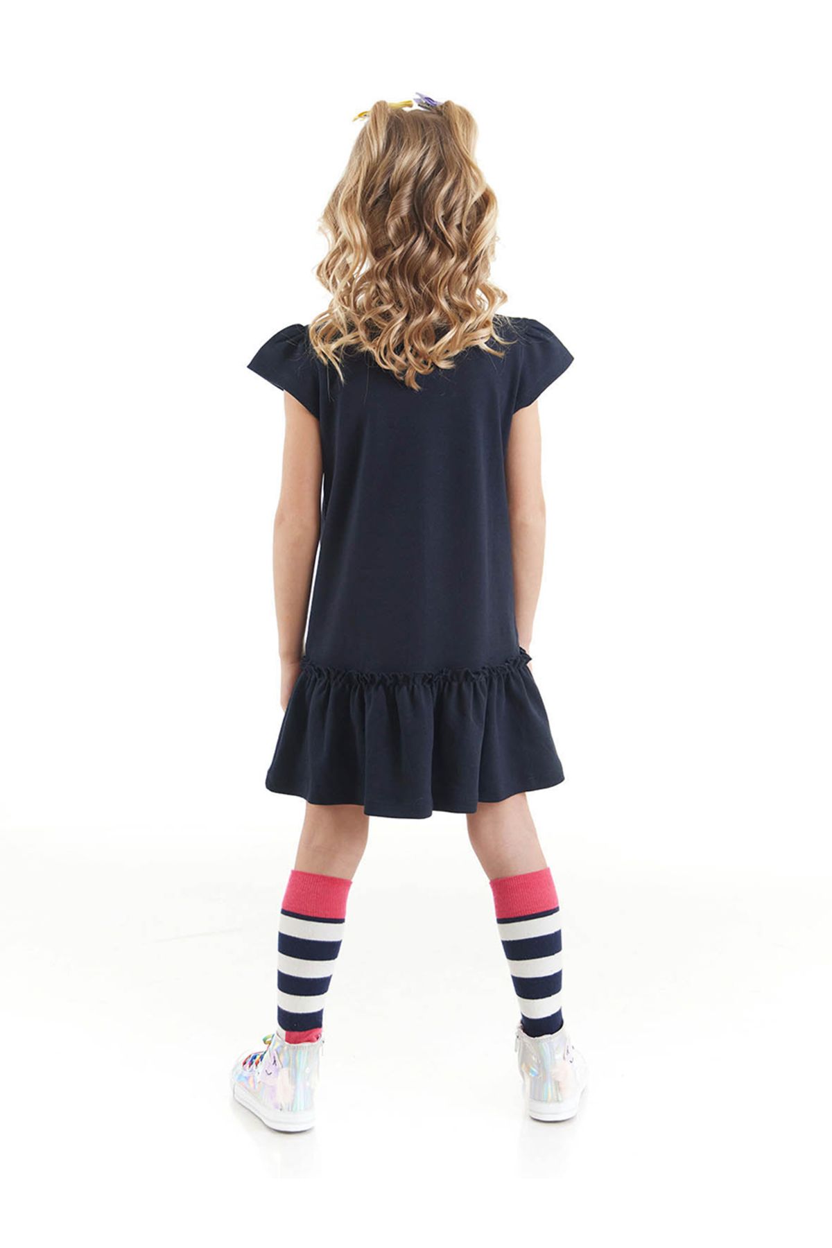 Denokids-Marineblaues Sommerkleid aus Baumwolle für Mädchen - Ice Cream Dream 2