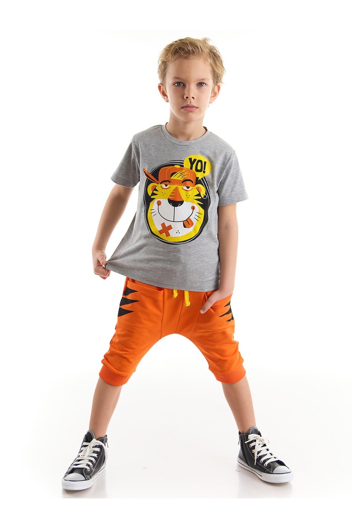 Denokids-Yo Kaplan Chlapecké tričko Capri Shorts Set 1