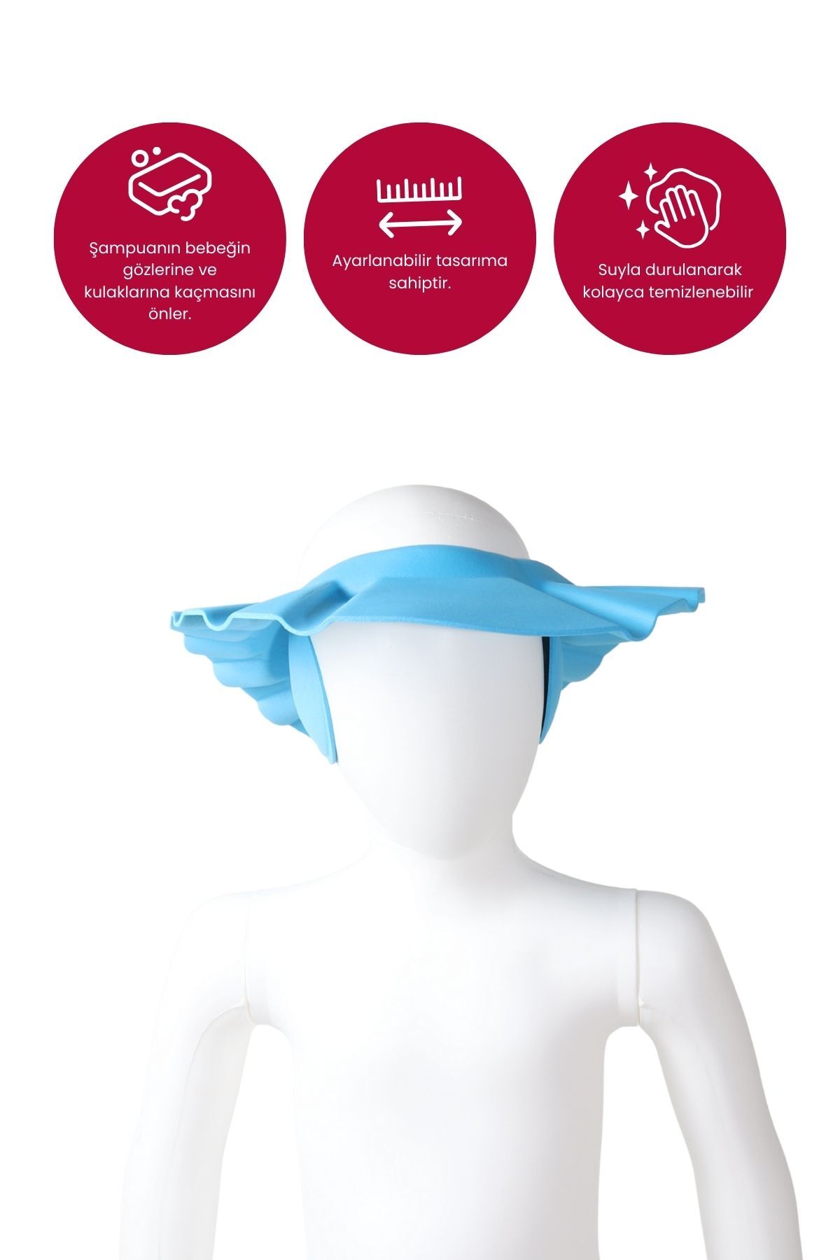 Bebekevi 2'li Şampuan ve Su Koruyucu Eva Köpük Bebek Banyo Şapkası fotoğrafı 2 (önizleme)