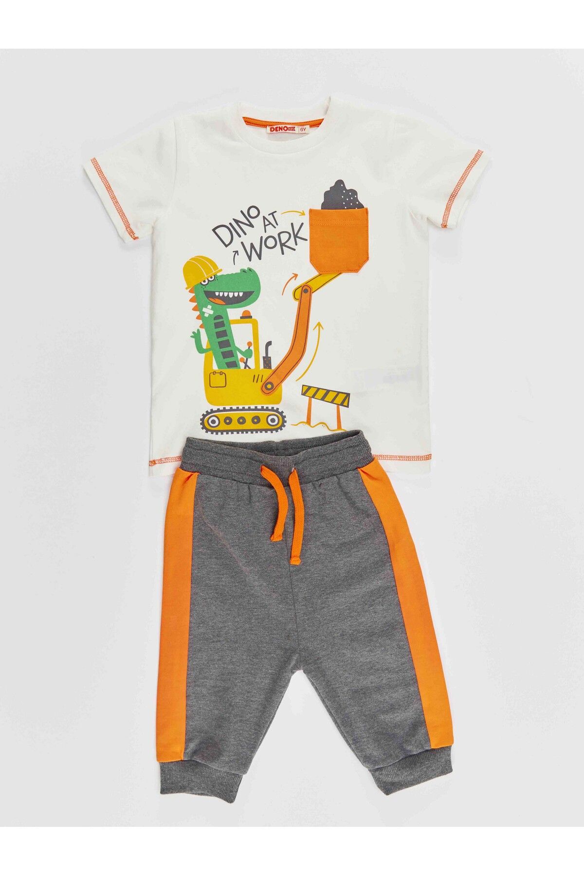 Denokids-Dino At Work Boy's T-shirt Capri Shorts Set 3