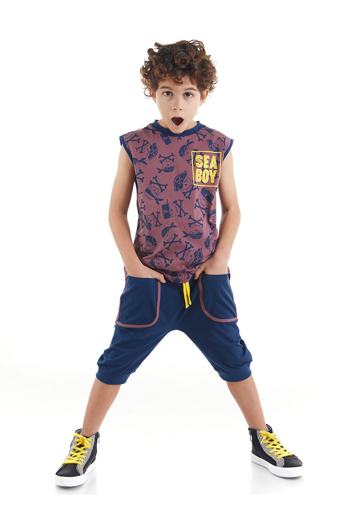 MSHB&G-Tengeri póló Fiú póló Capri Shorts szett 1