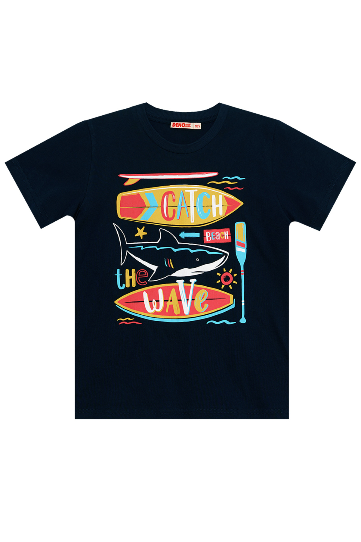 MSHB&G-Catch Wave Shark Marineblaues Sommer-T-Shirt-Capri-Shorts-Set für Jungen 5