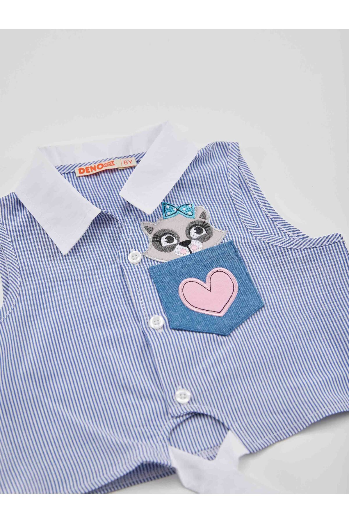 Denokids-Waschbär-Mädchen-Hemd-Jeans-Shorts-Set 5