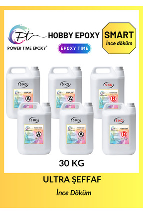 POWER TIME EPOXY 30 Kg Hobby Epoxy Smart/ Ultra Şeffaf Ve Parlak Epoksi Reçin...