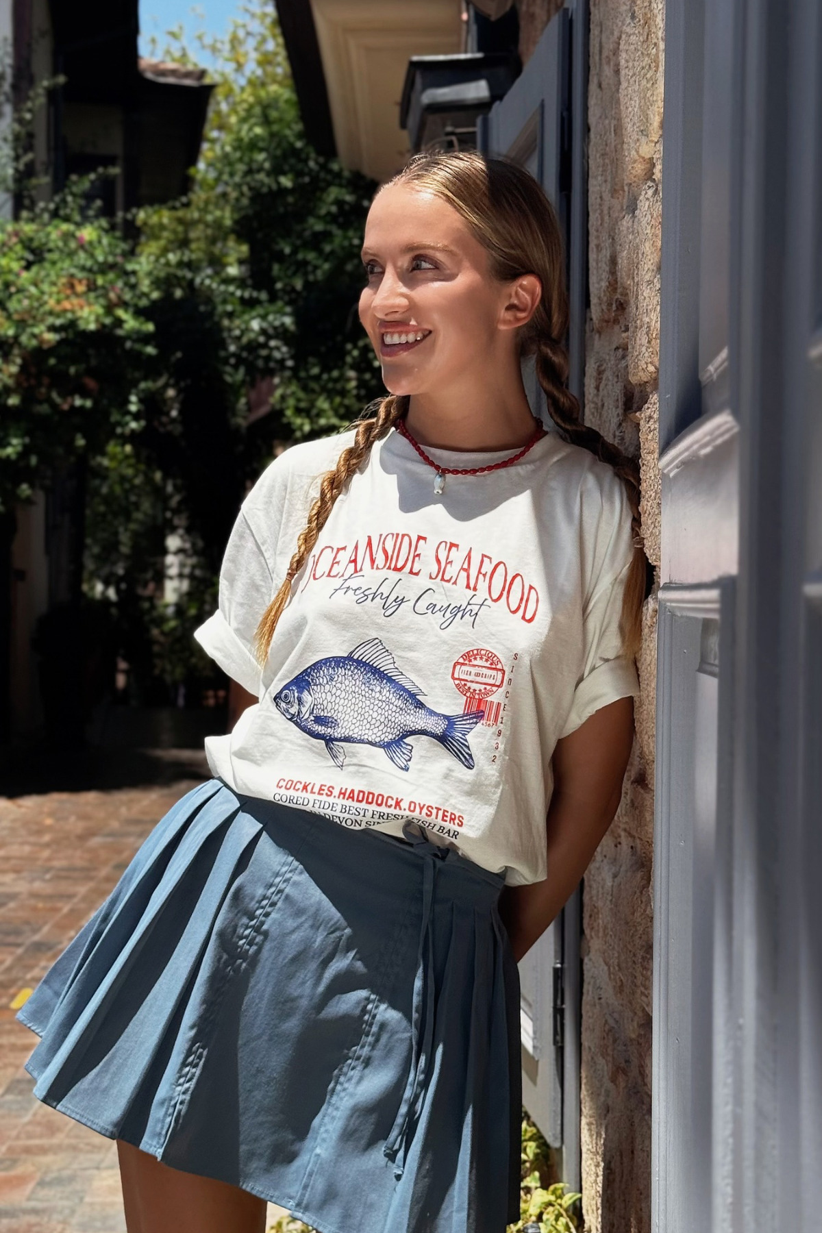 Le'Sluette Unisex Oversize Balık (Oceansea) Baskılı %100 Pamuk T-Shirt Yüksek Kalite görsel 2