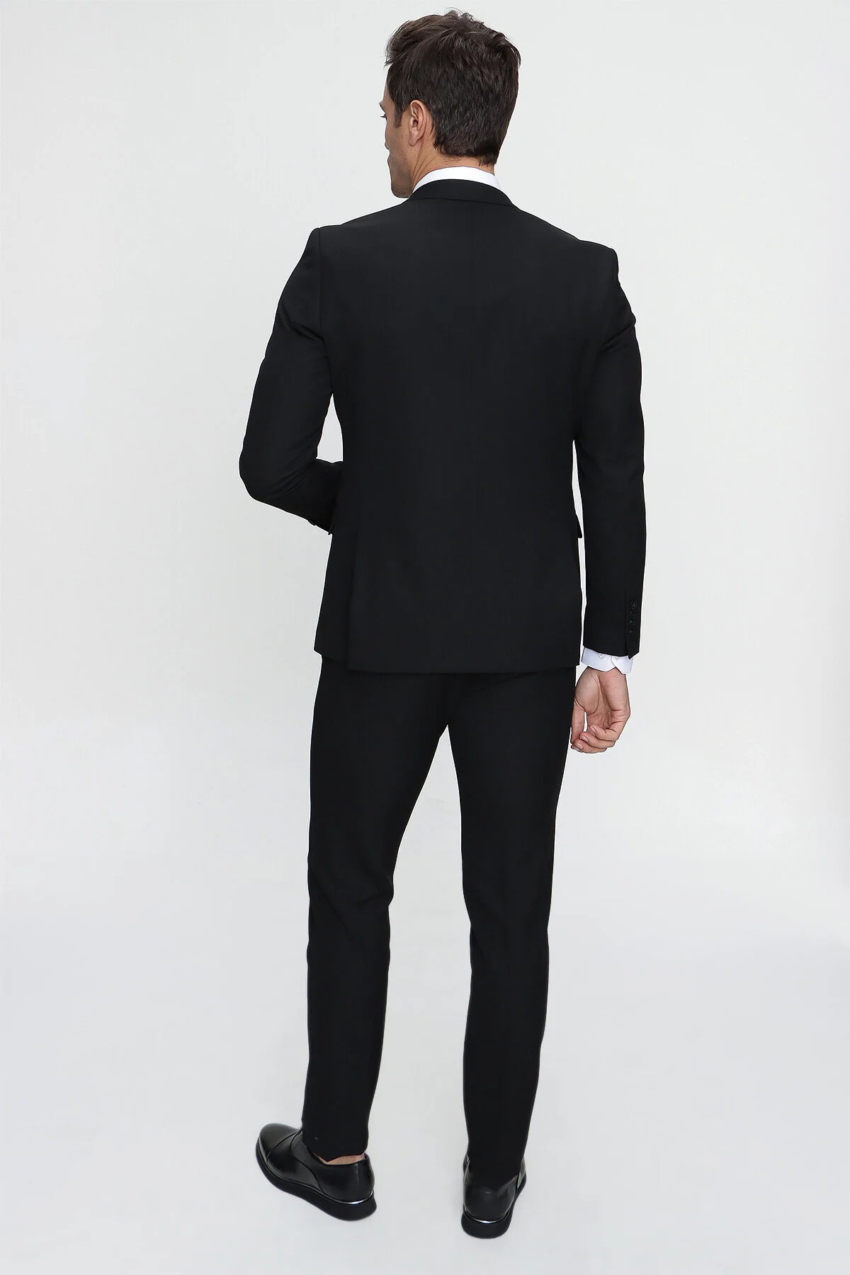 Morven-Pánský černý Basic Plain Slim Fit Slim Fit 6 Drop Suit 7