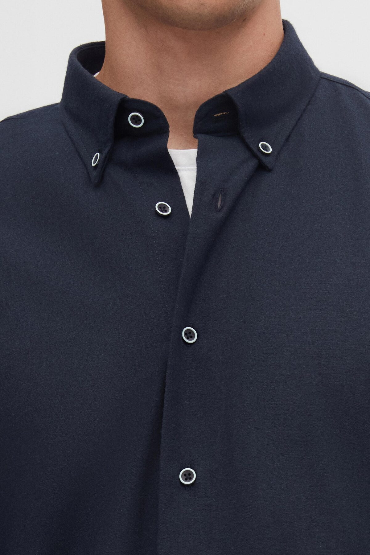 Ds Damat Regular Fit Lacivert Düz Kışlık Flanel Gömlek — سرمه‌ای 7HC02ORT13265 — تصویر 4 از 6