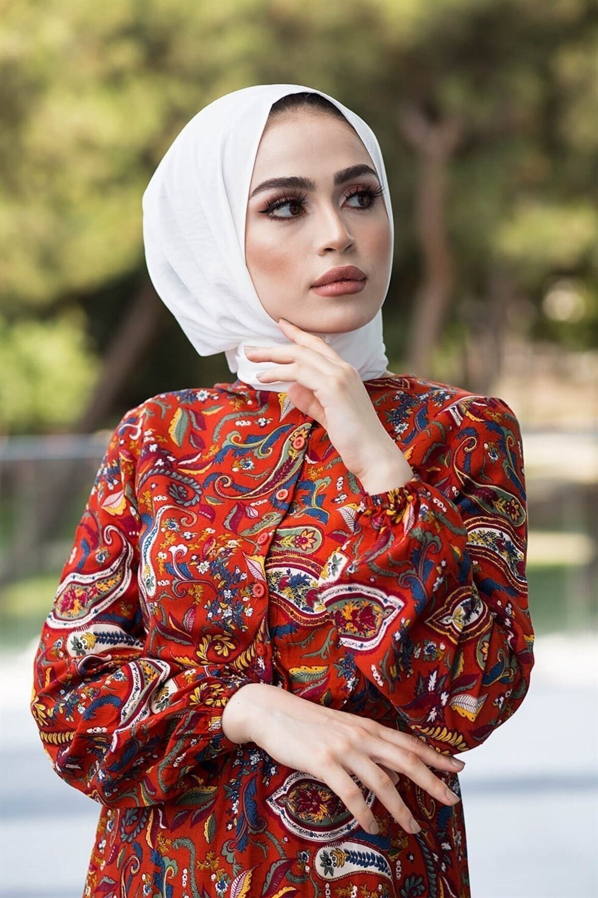 InStyle-Φόρεμα Hijab με σχέδιο σάλι - Πλακάκι 3