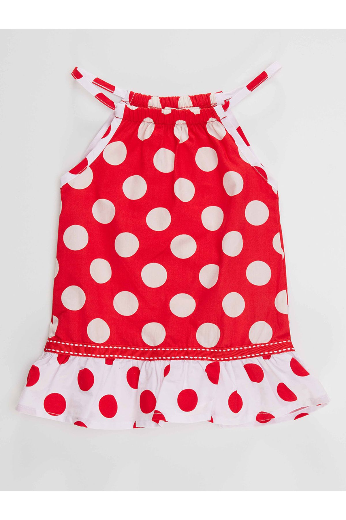 Denokids-Piros pöttyös nyári ruha kislánynak - pántos 3
