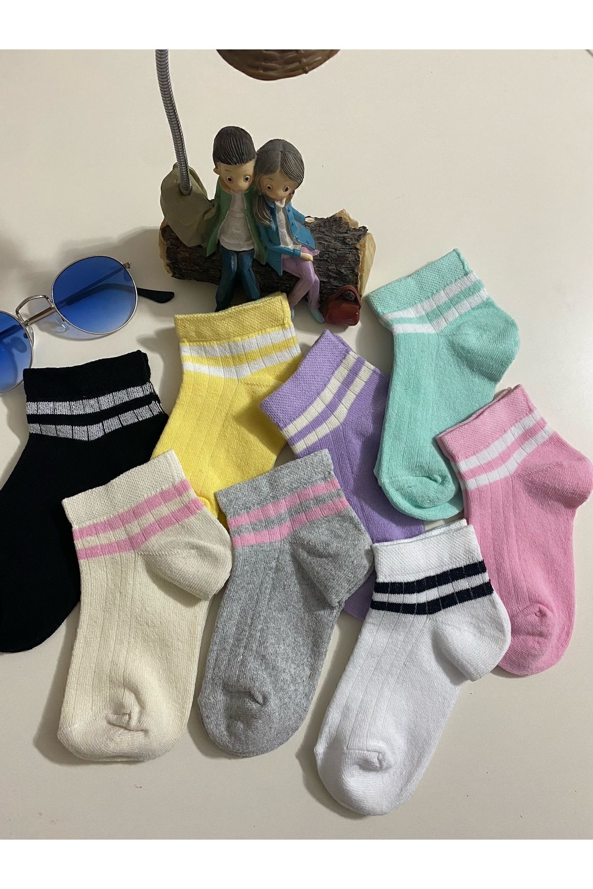 Hobins Sportswear & Company ÇOCUK & BAYAN Çember Desenli Patik Çorap 8 Çift fotoğrafı 6 (önizleme)