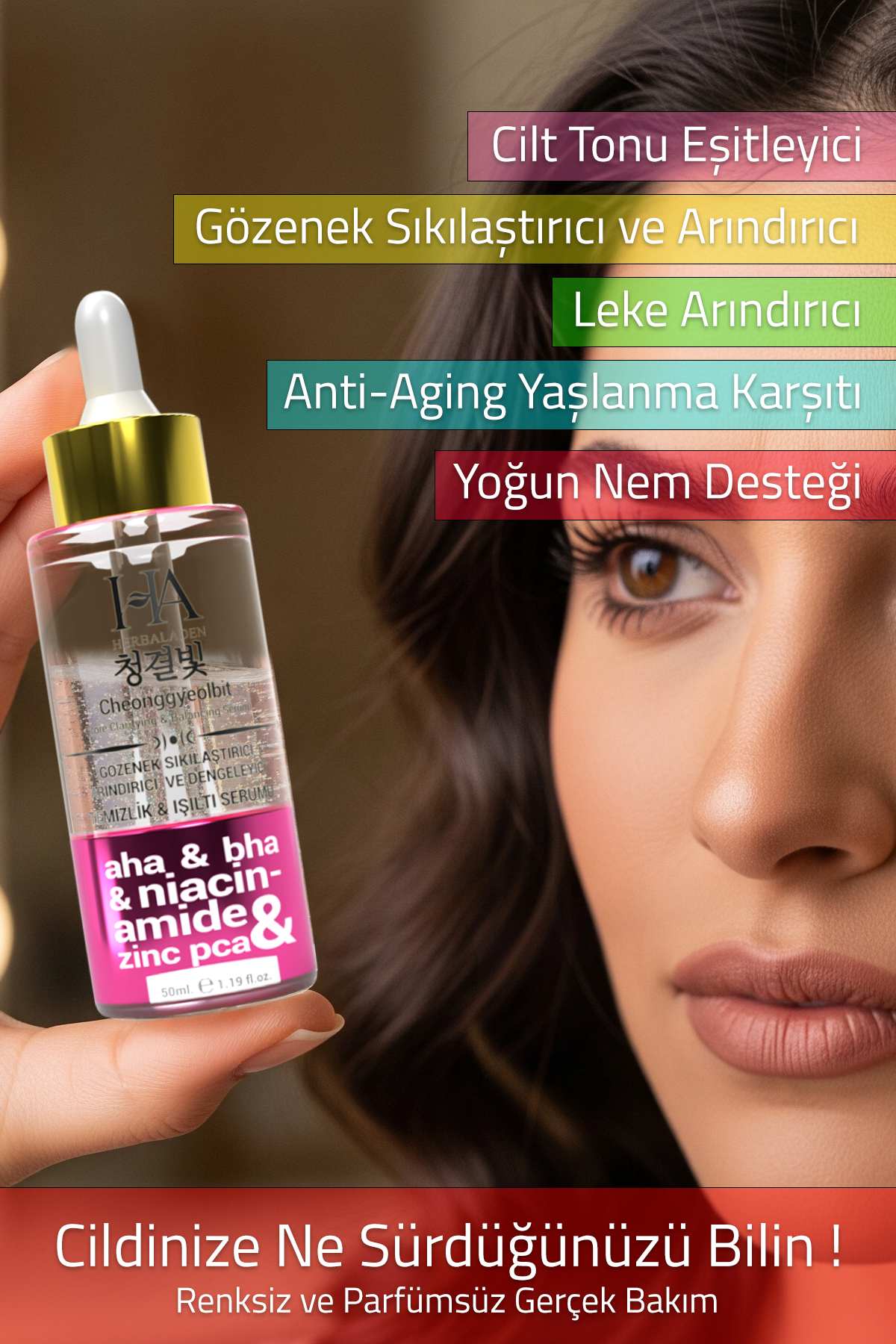 Gözenek Sıkılaştırıcı, Canlandırıcı, Nemlendirici ve Temizleyici Cilt Serumu 50 ML — HA-104 — تصویر 2 از 7