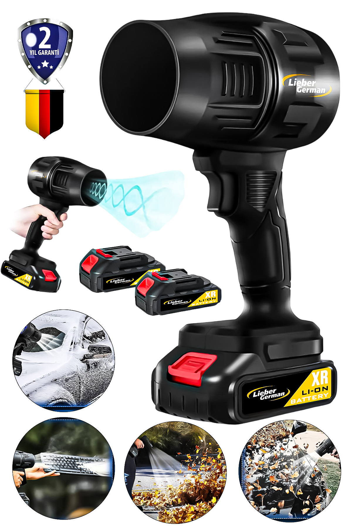 Lieber German Turbo Jet Fan 18000Rpm 2x Akülü Hava Yaprak Toz Su
