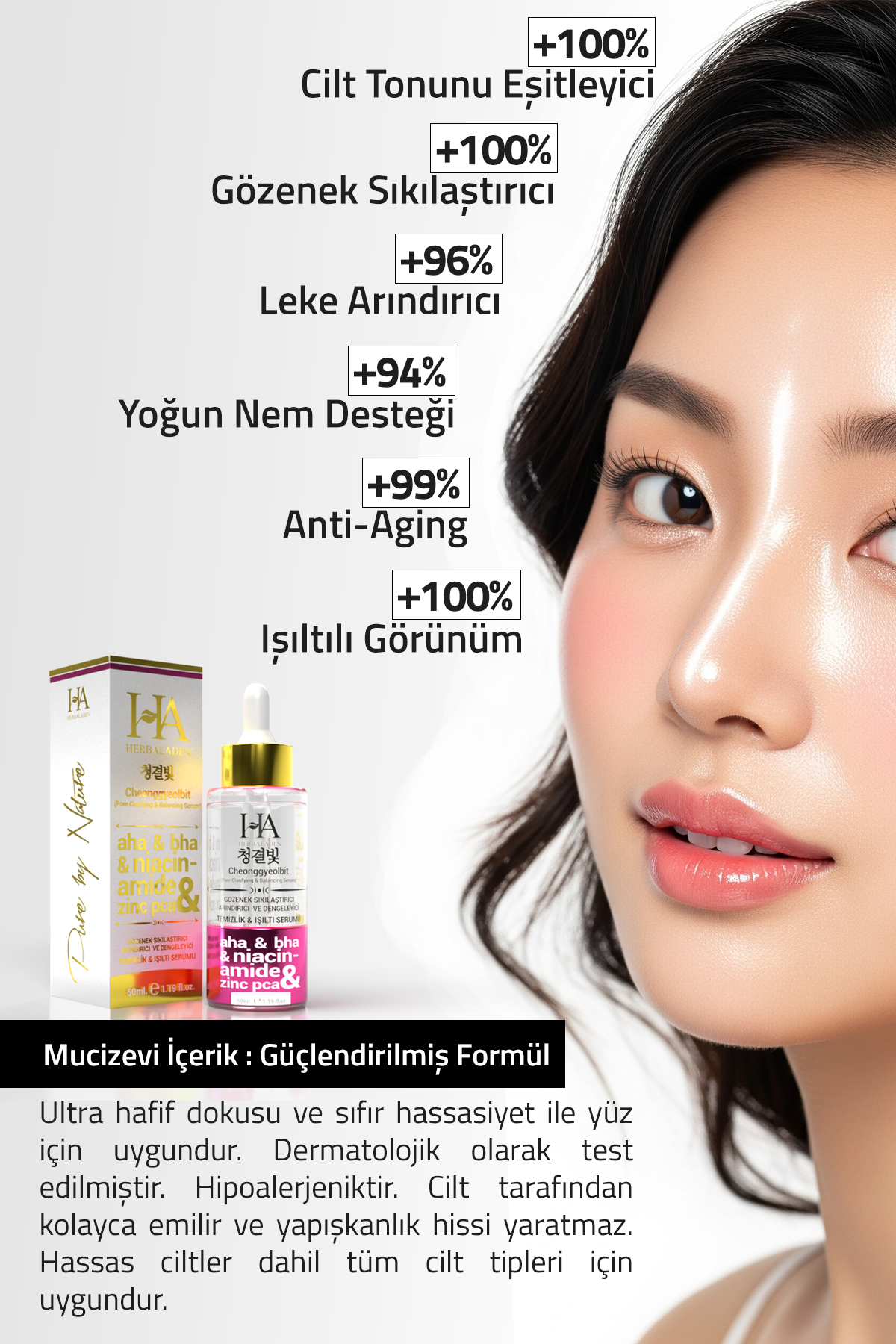 Gözenek Sıkılaştırıcı, Canlandırıcı, Nemlendirici ve Temizleyici Cilt Serumu 50 ML — HA-104 — تصویر 7 از 7