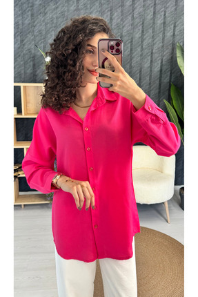 PUANT Kadın Pembe Oversize Gömlek