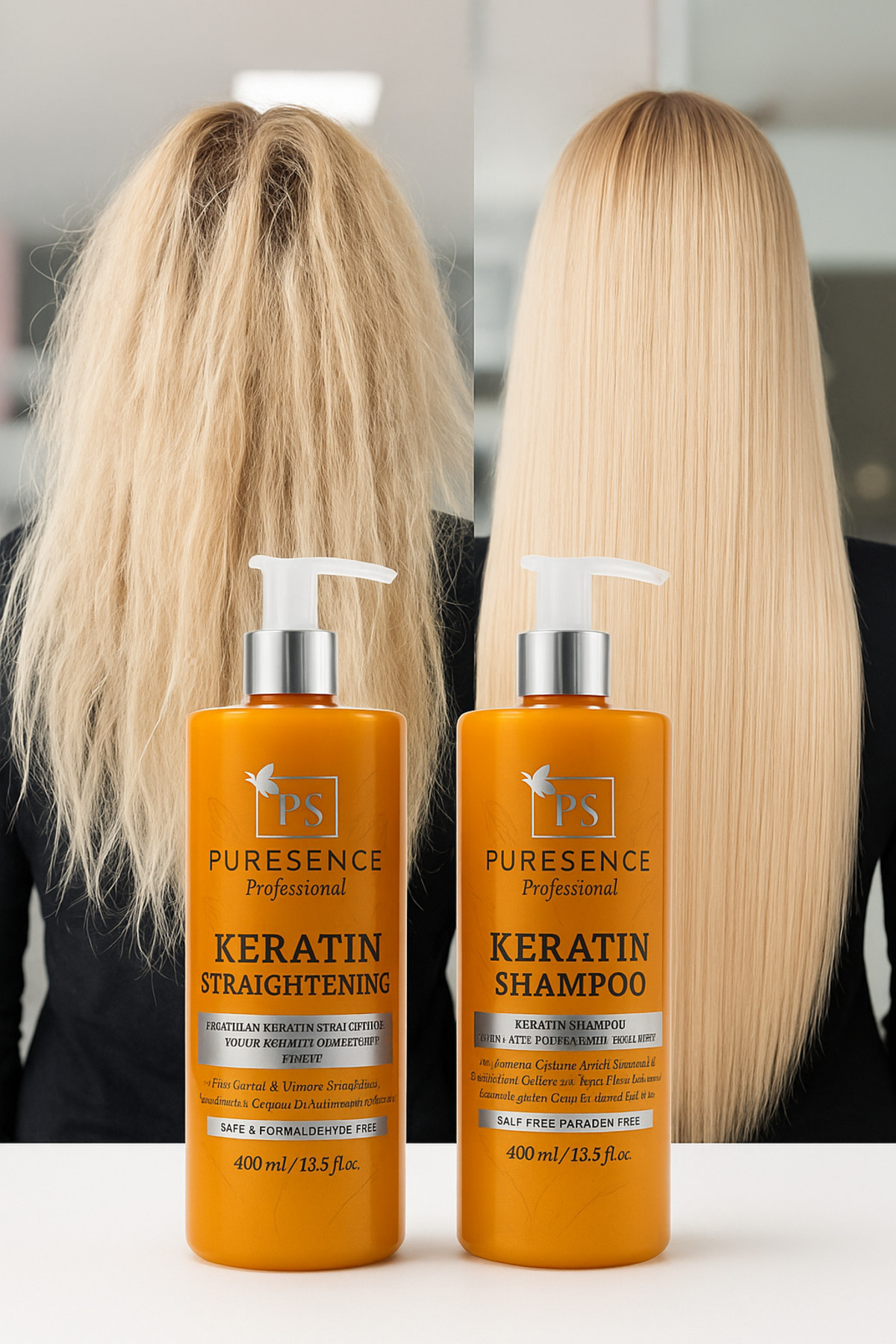 2’li Brezilya Fönü Keratini – Tuzsuz Şampuan + Düzleştirici Keratin Botox Bakım Seti 400ml. — PRS-KeratinSet-01 — تصویر 9 از 9