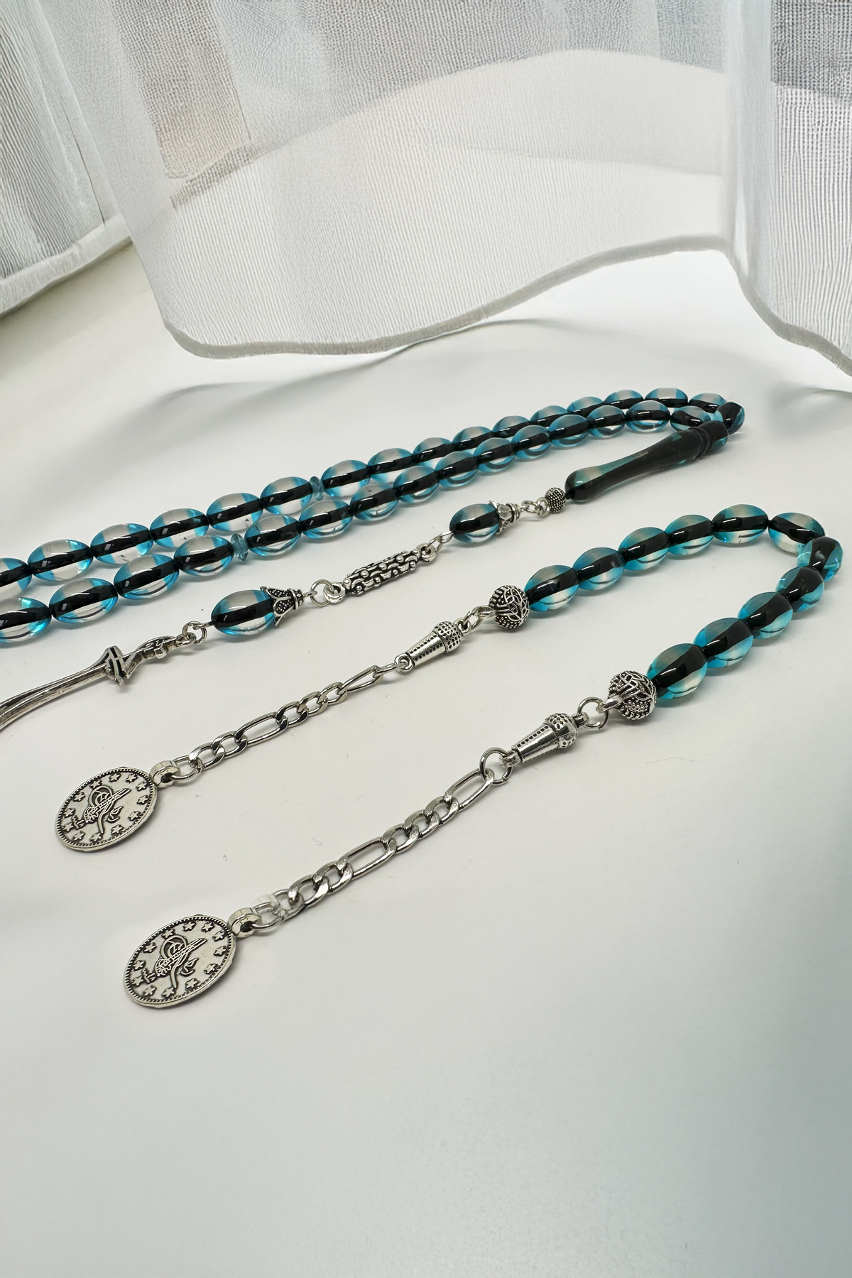 Sürmeli Kehribar Tespih Koleksiyonu - Mavi & Kırmızı - Tekli, Zaza ve Set Modelleri - Modern Şık — Silmaril Store (5)