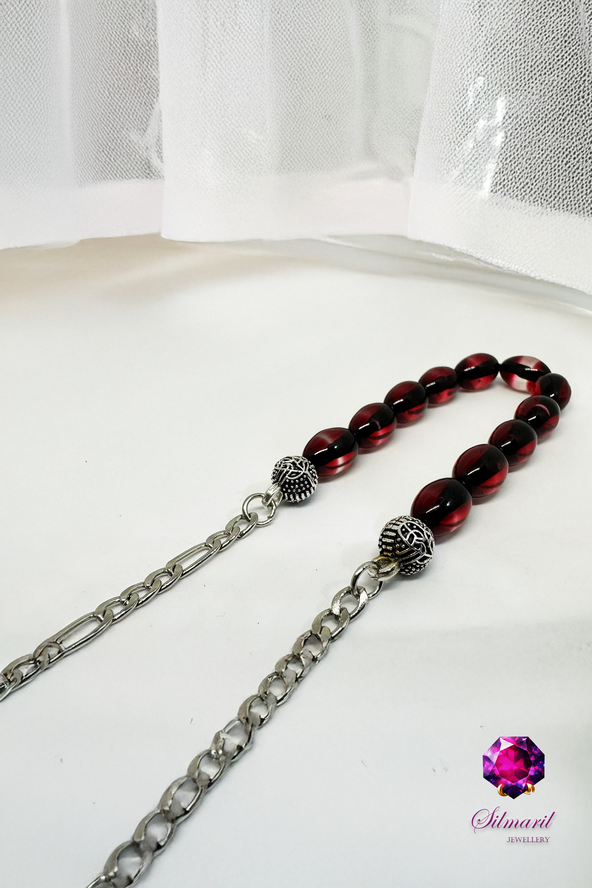 Sürmeli Kehribar Tespih Koleksiyonu - Mavi & Kırmızı - Tekli, Zaza ve Set Modelleri - Modern Şık — Silmaril Store (6)