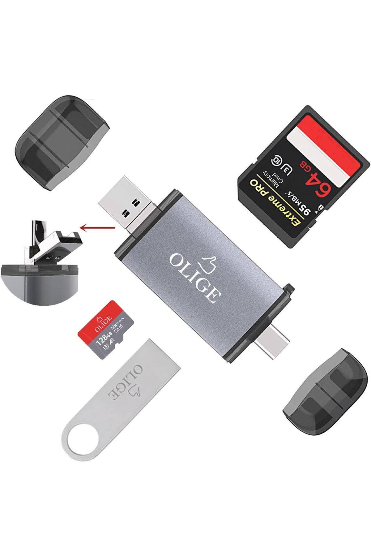 Generic-OLIGE SD Card Reader, 6-in-1 Memory Card USB 3.0 Reader 1