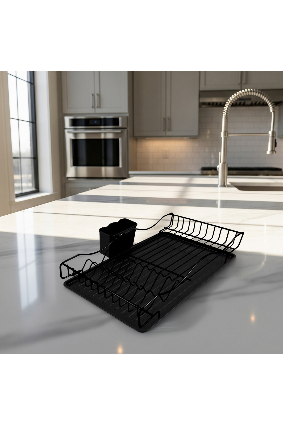 Kiwa Metal Deniz Siyah Tabaklık bulaşıklık Mutfak Düzenleyici