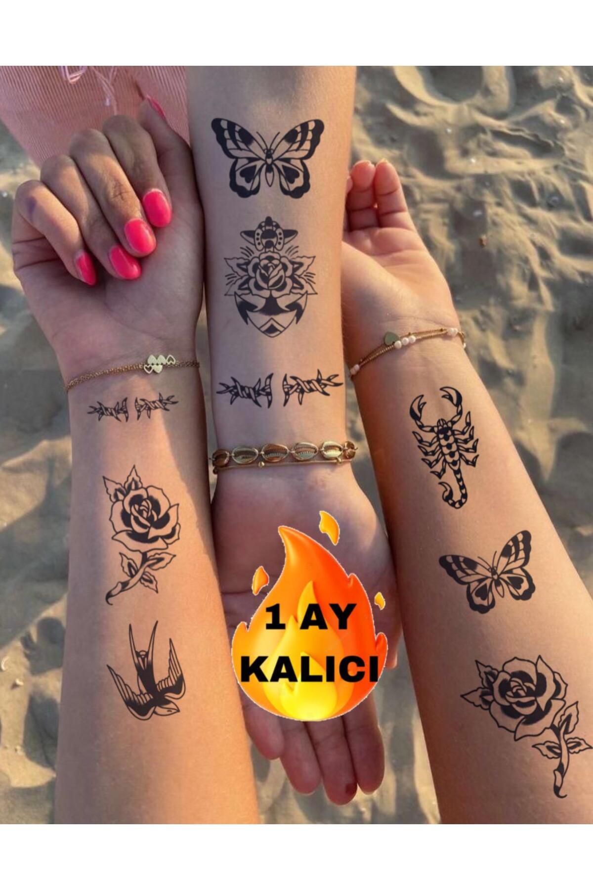 Mecit Tuhafiye 1 AY KALICI MİNİMAL ŞEKİLLER KOL BİLEK VUCUT İÇİN GEÇİCİ DÖVME