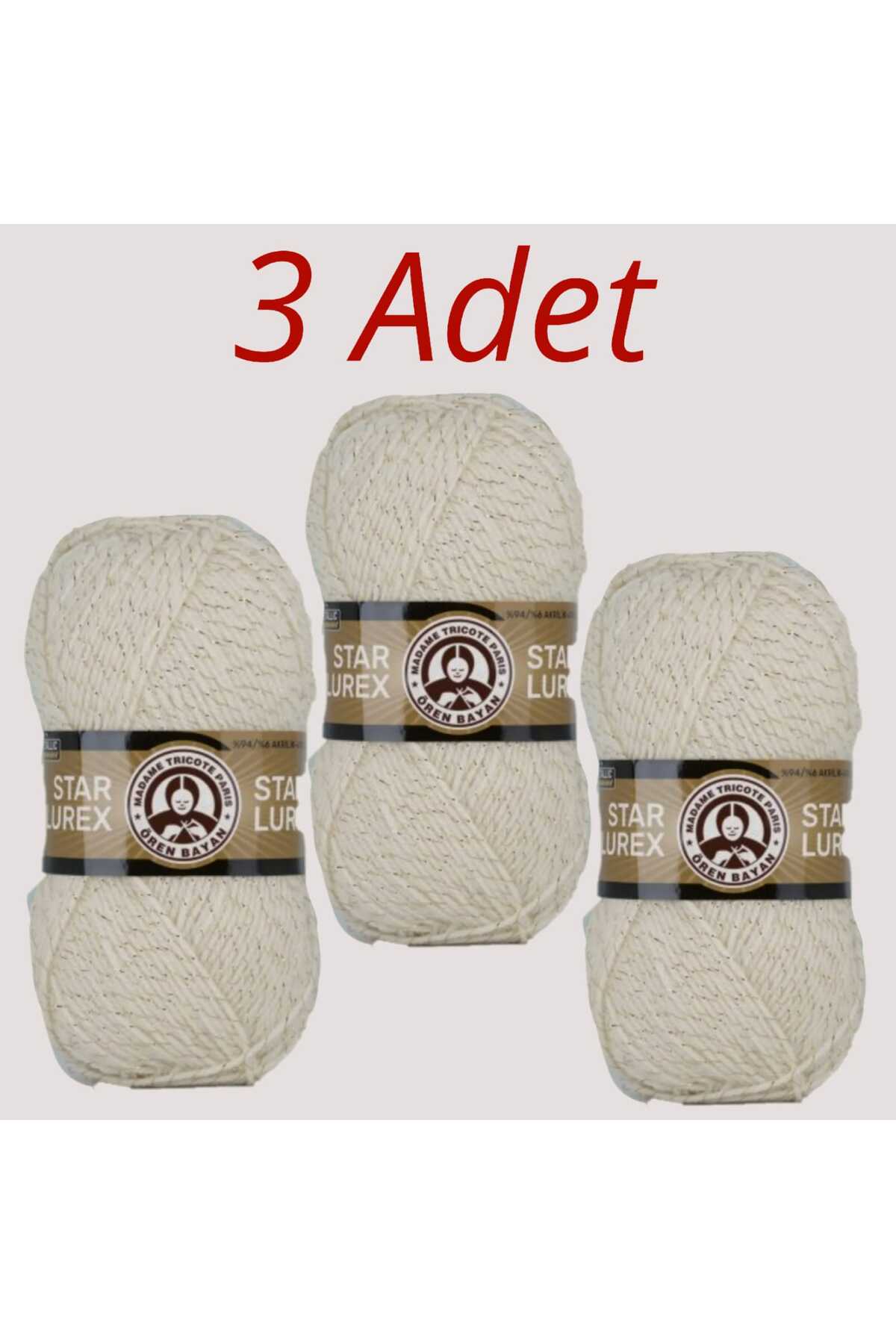 STAR LUREX METALLIC GLITTER BEIGE hand KNITTING ROPE 005A 3 PCS 100G