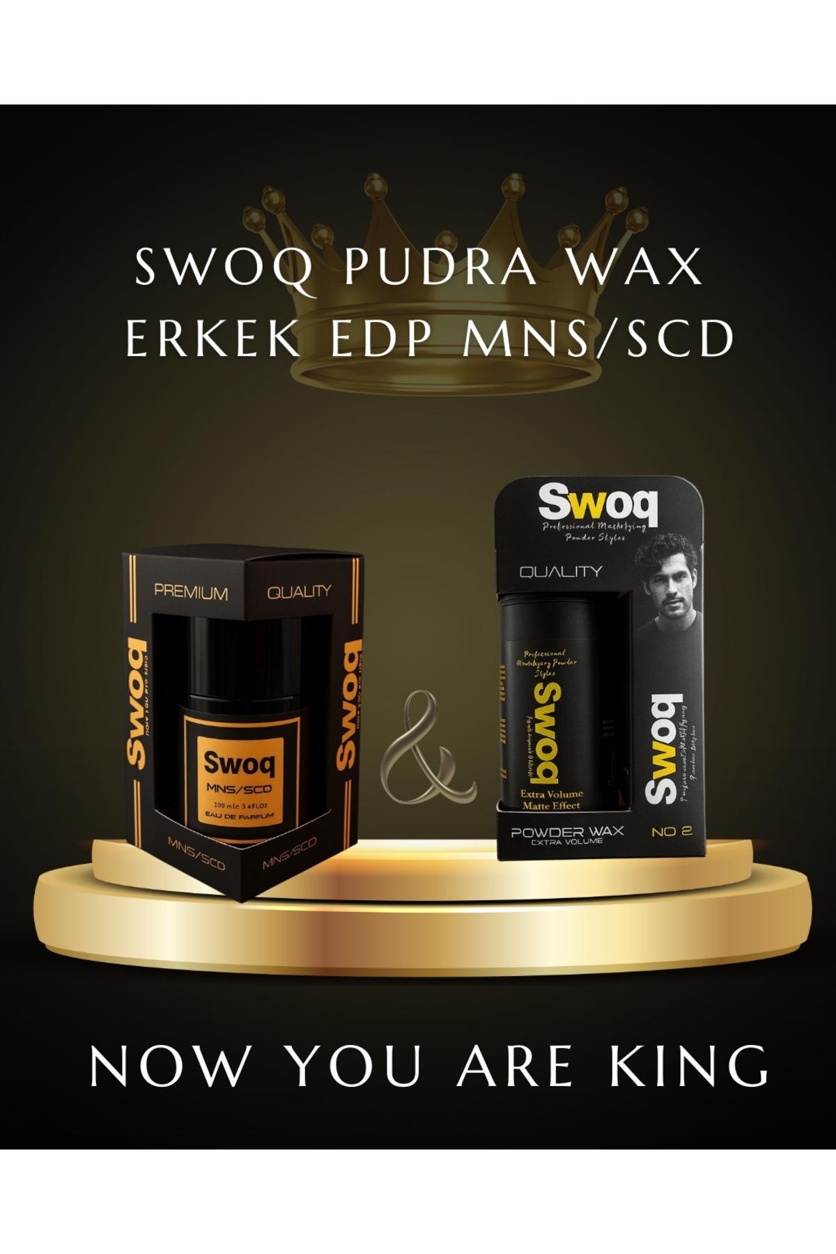 SWOQ PUDRA WAX NO:2 SAÇ ŞEKİLLENDİRİCİ 20GR & ERKEK PARFÜM EDP 100 ML MNS/SCD