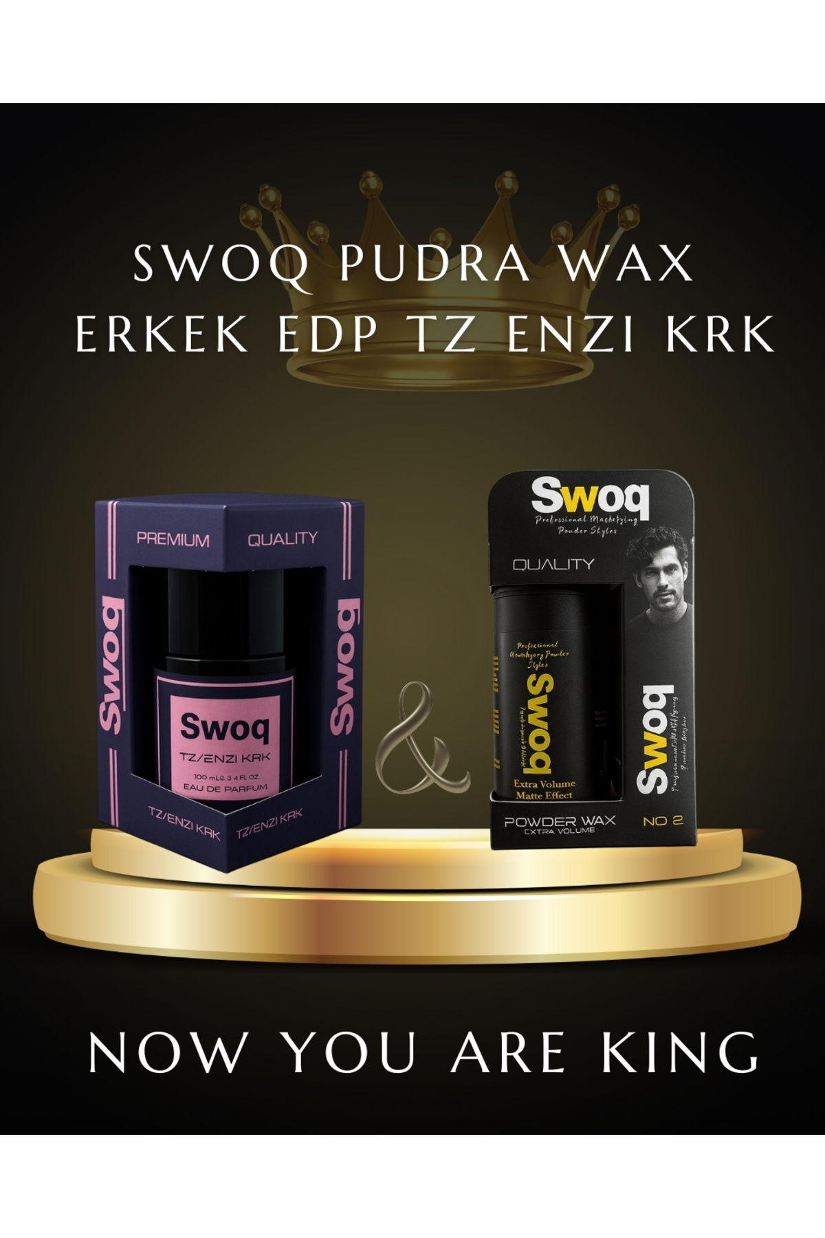 SWOQ PUDRA WAX NO:2 SAÇ ŞEKİLLENDİRİCİ 20GR & ERKEK PARFÜM EDP 100 ML TZ/ENZI KRK