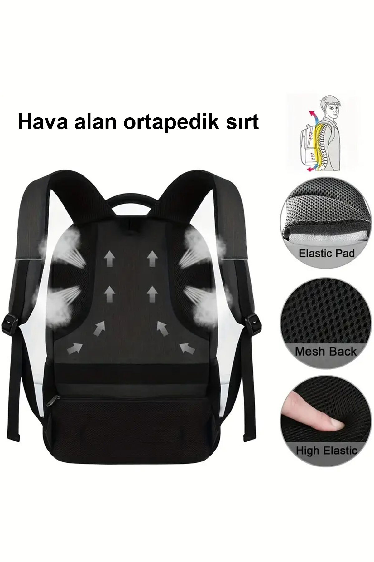 woys  4 Bölmeli USB Portlu Business ve Seyahat Kullanım İçin Siyah Renk Sırt Çantası - Görsel 2