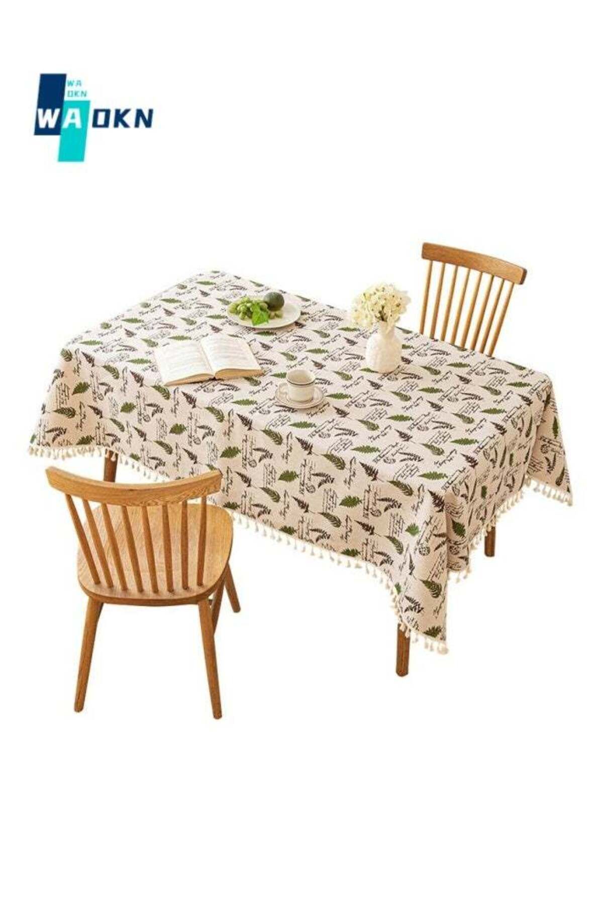 Generic-WAOKN Rustic Leaf Print Tablecloth, Polyester Top Protection, Rectangular Table Top Decoration, Tas 1