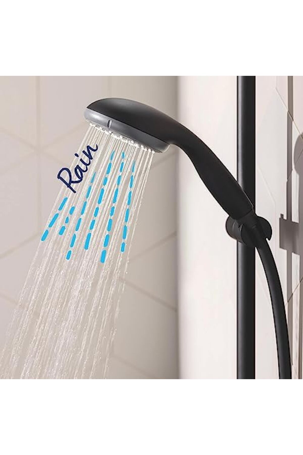 Yıldızan trendzoom Start 100 El Duşu 2 Akışlı (Yağmur ve Jet) Kireç Önleyici Sistem, Banyo-Duş Başlığı, Mat S