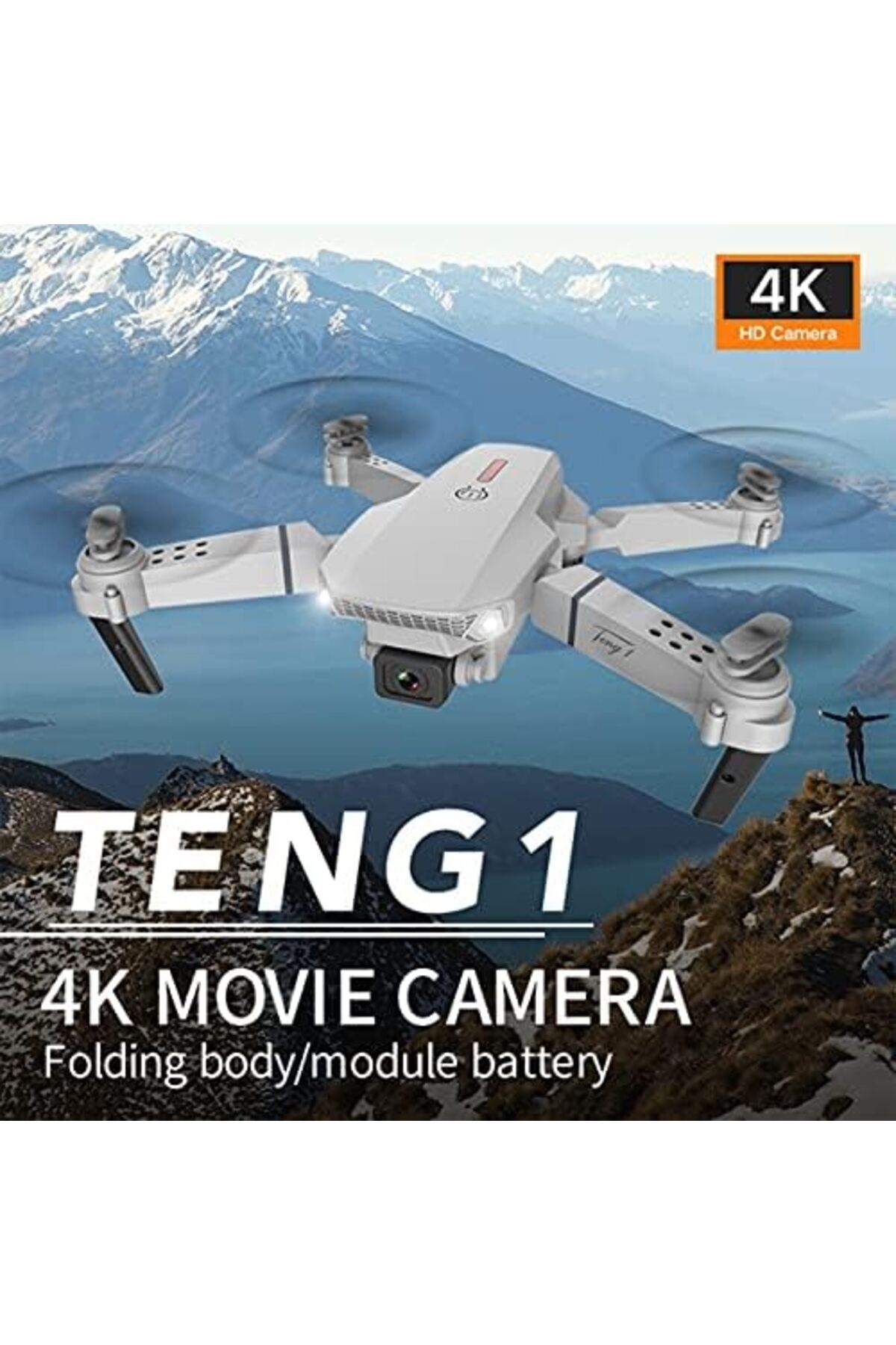 Generic-E88 Pro Drone 4k With High Definition Camera WiFi Foldable Drone 2.4G 6 Axis RC Altitude Hold - Gray 2