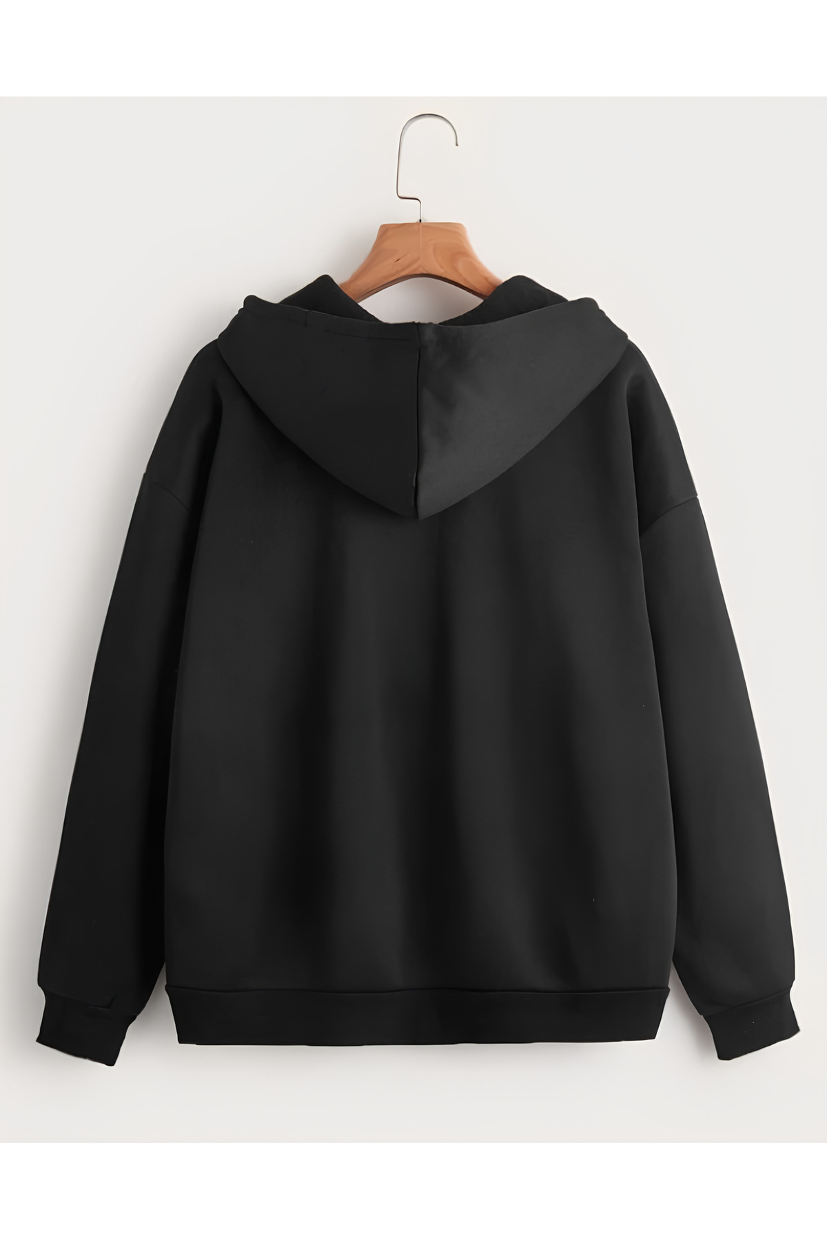 Daxia  Kapşonlu Oversize Mevsimlik Siyah Hırka ( YENİ ÜRÜN ) - Görsel 6