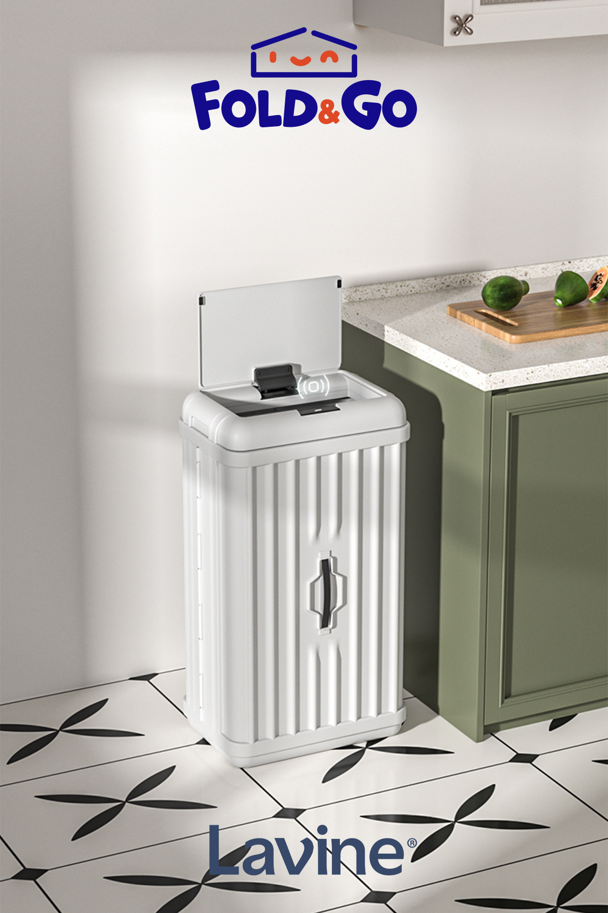 FORSACE-50 Lt Sensor Trash Can Portable Foldable Large Size Premium White 7