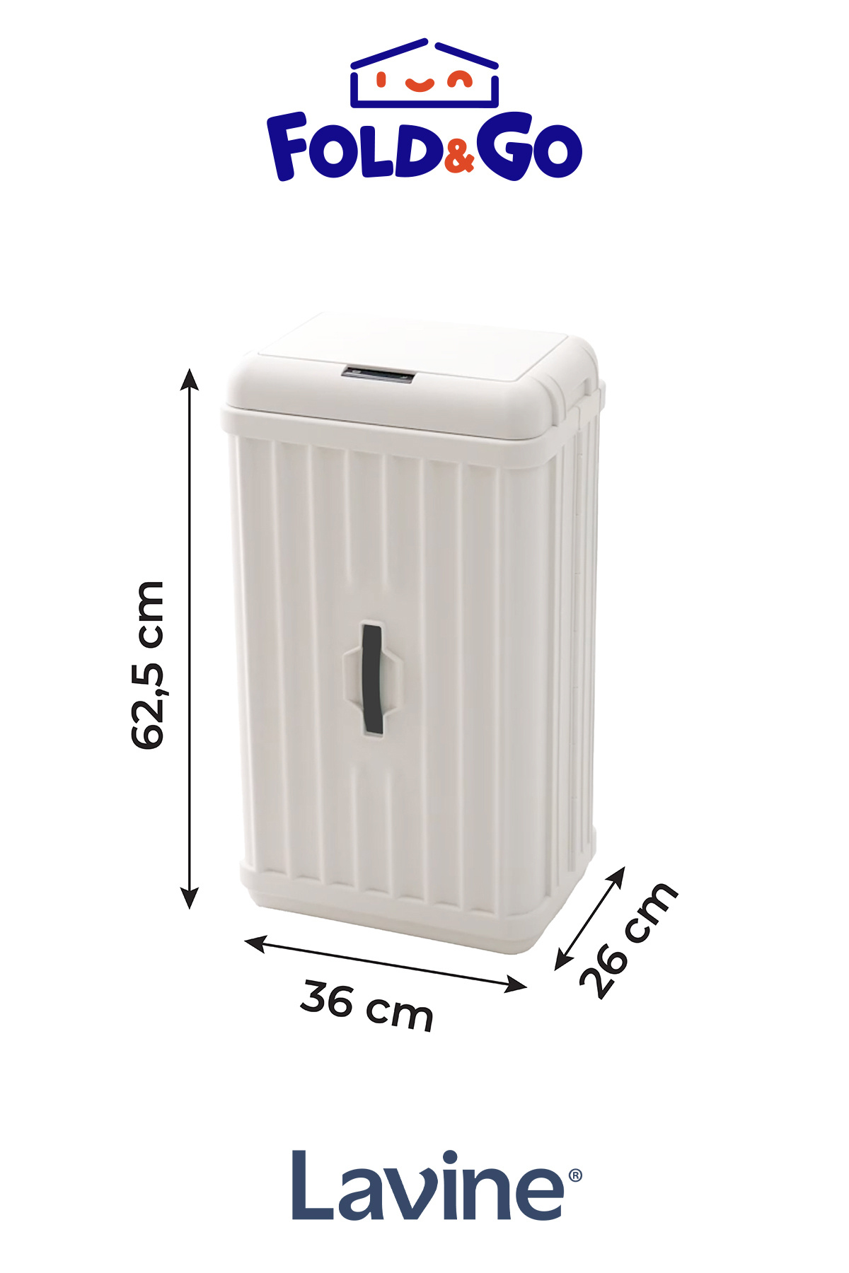 FORSACE-50 Lt Sensor Trash Can Portable Foldable Large Size Premium White 2