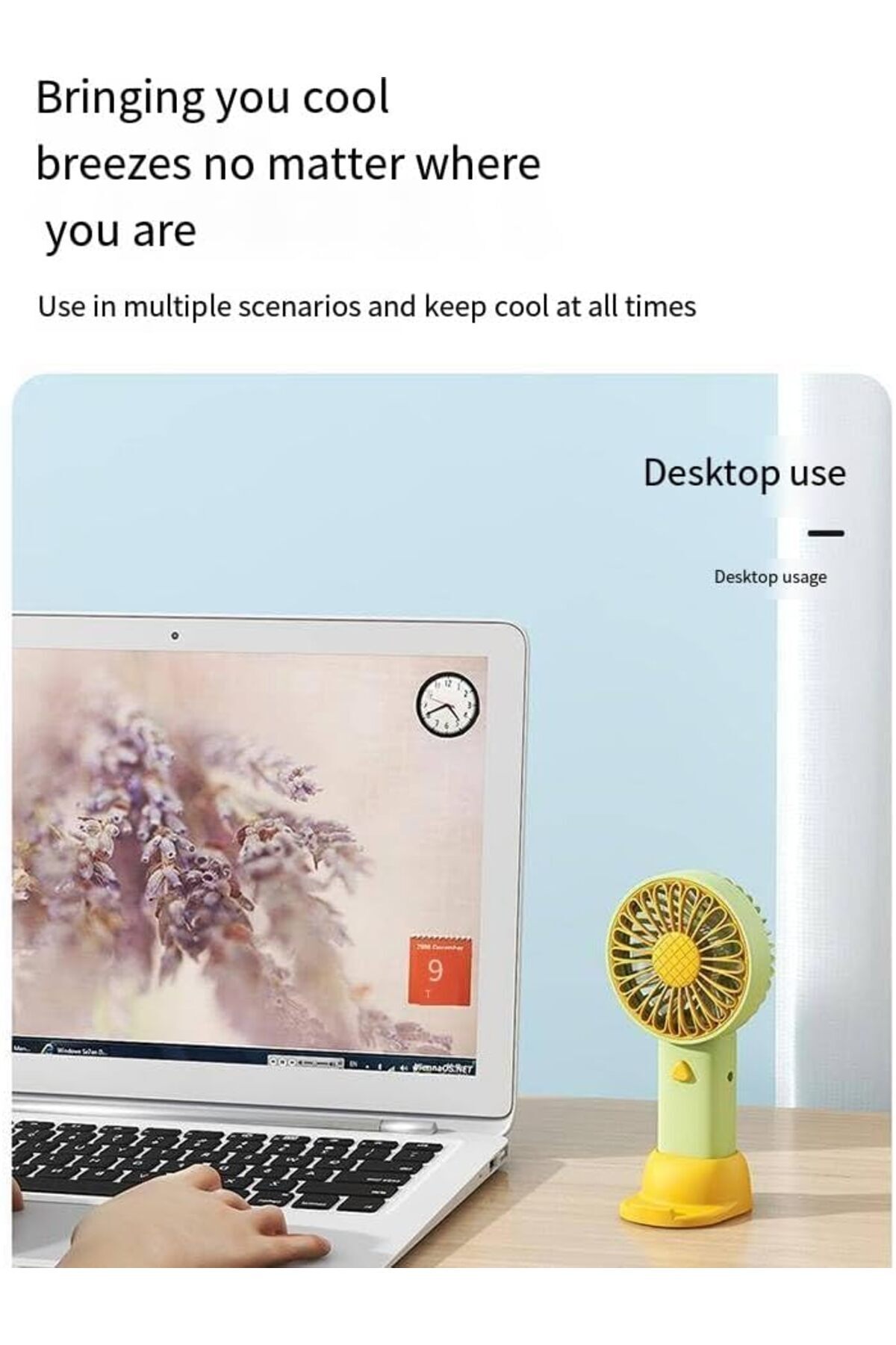 Generic-Portable and compact fan, gentle and even air output, handheld upright, sunflower shape 7