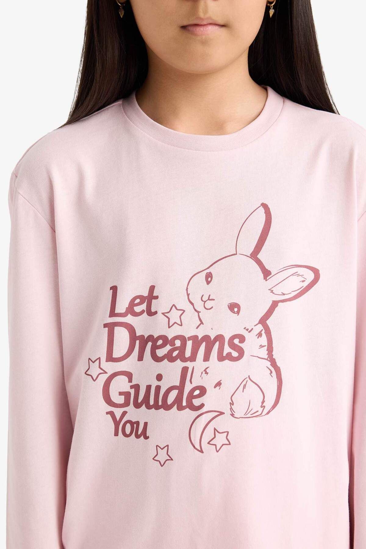 DeFacto-Girls' Regular Fit 2-Piece Pajamas Set Printed Long Sleeve Top Patterned Long Bottom F6215A825Wn 6