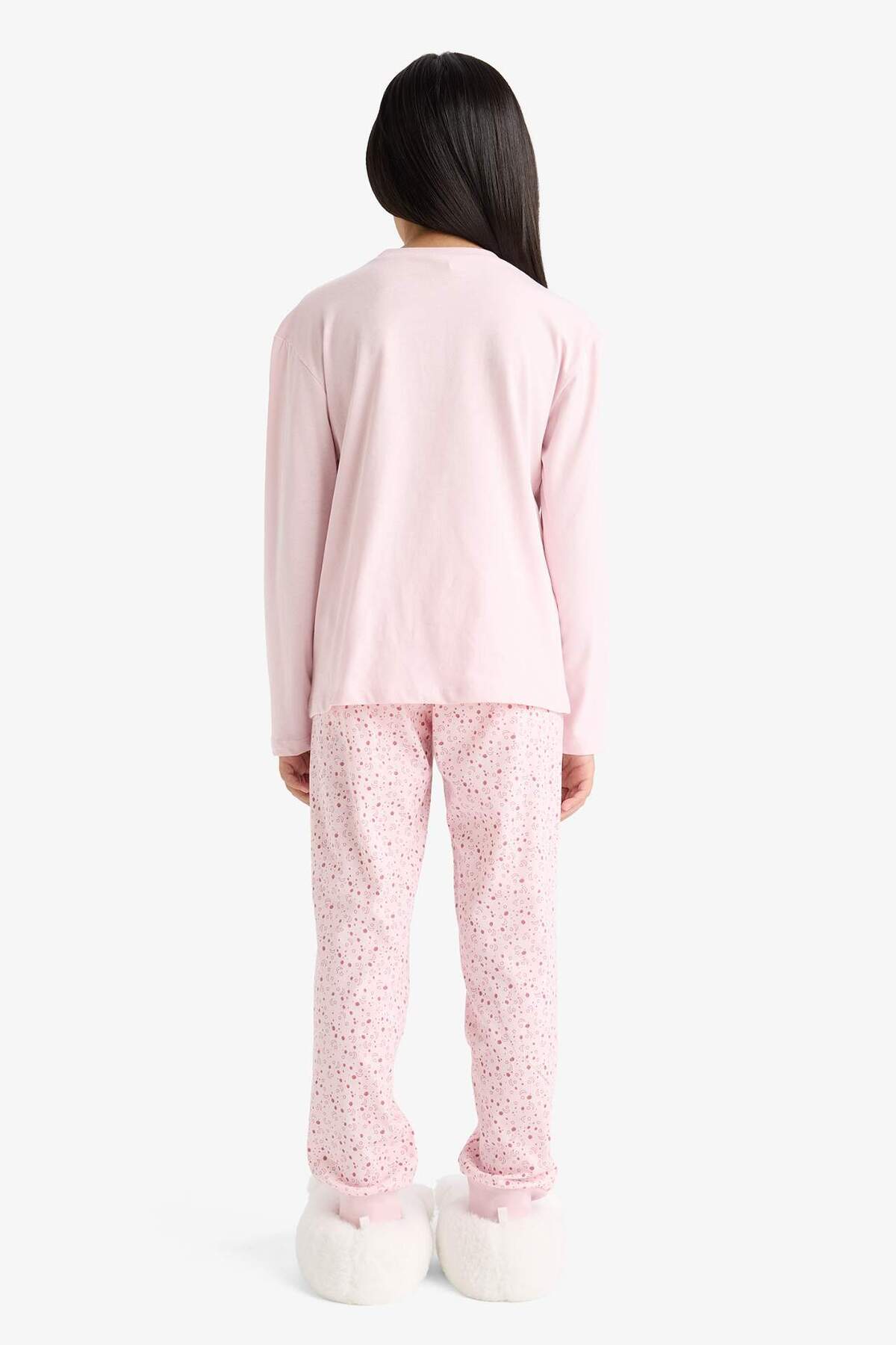 DeFacto-Girls' Regular Fit 2-Piece Pajamas Set Printed Long Sleeve Top Patterned Long Bottom F6215A825Wn 8