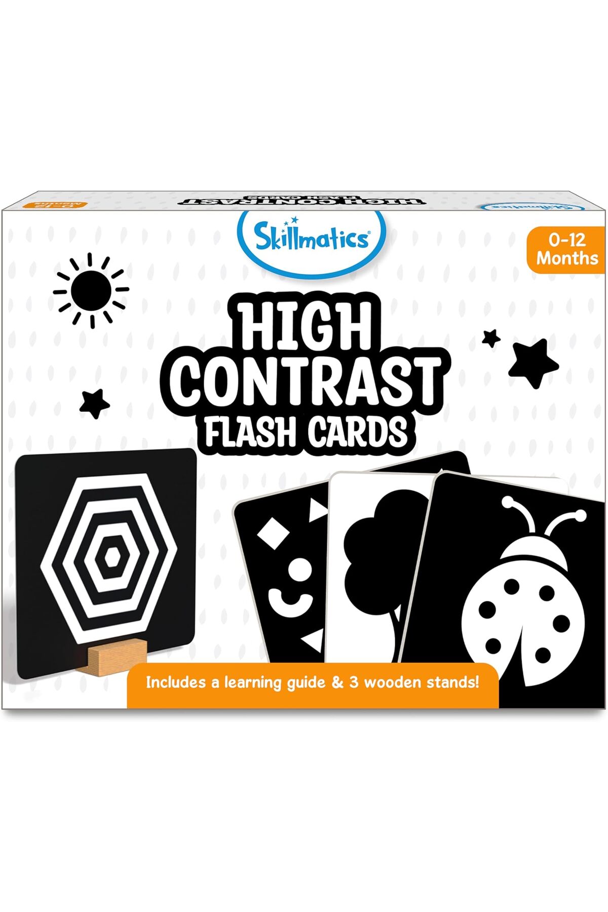 کارت‌های فلش بزرگ برای نوزادان و شیرخواران - تضاد بالا، ۶۰ تصویر، تحریک بصری