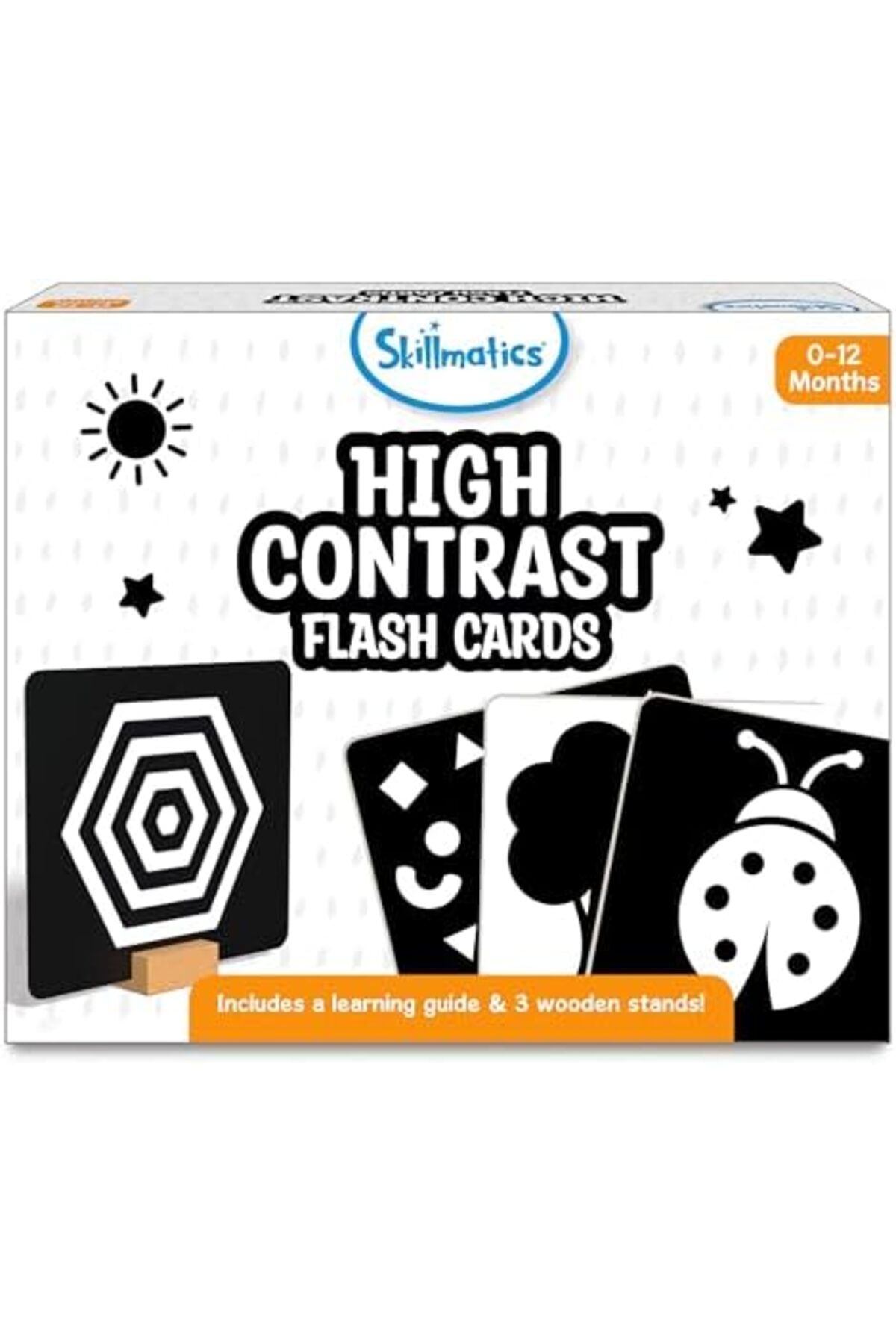 کارتهای فلش بزرگ برای نوزادان و شیرخواران - تضاد بالا، ۶۰ تصویر، تحریک بصری