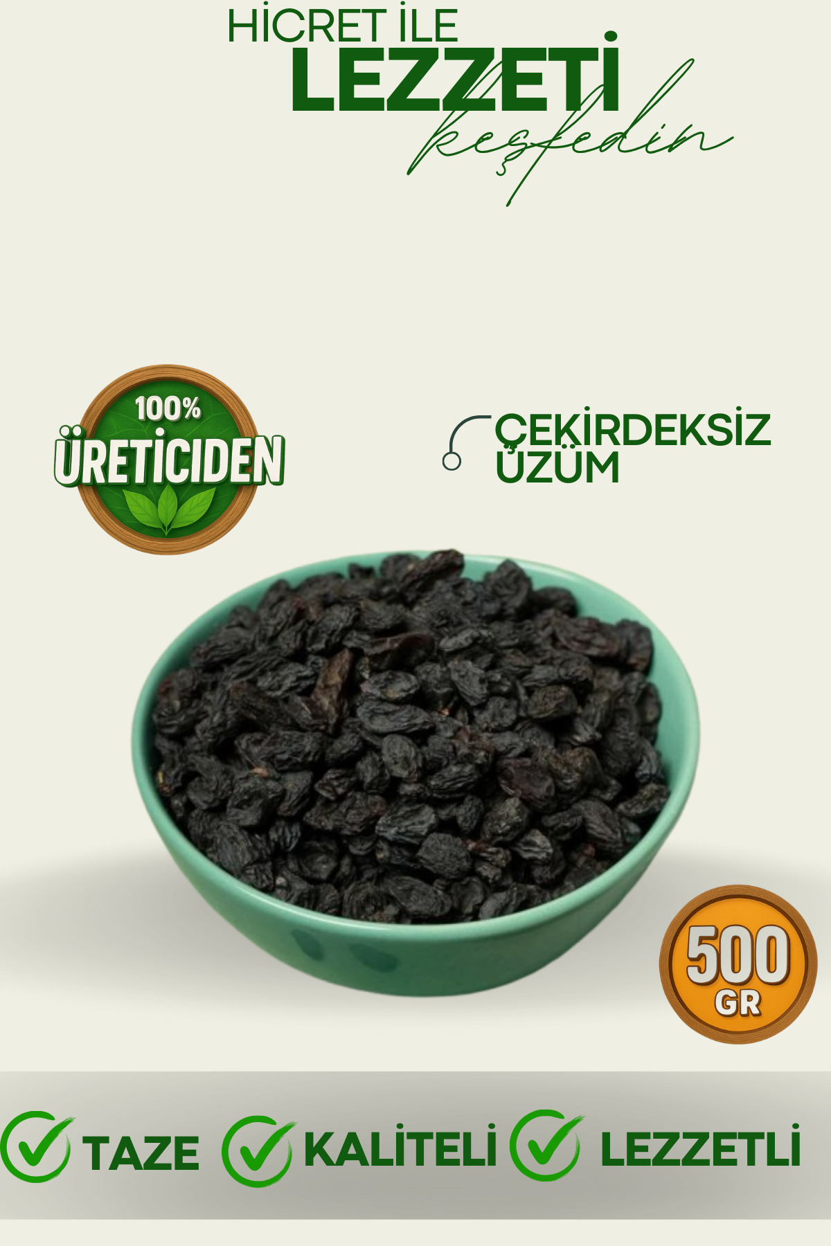 Hicret Kuruyemiş Çekirdeksiz Üzüm (Siyah) 500 Gr