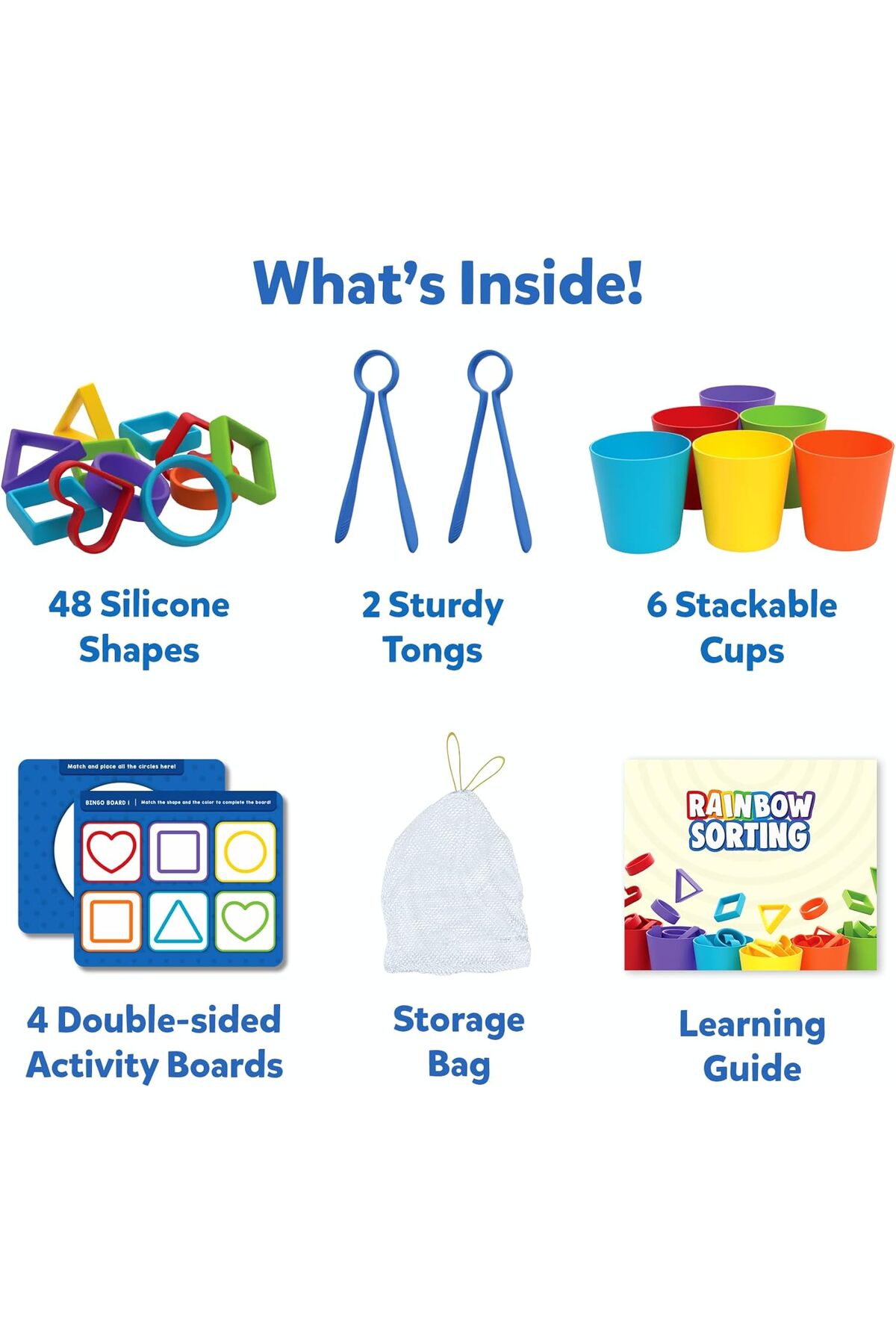 بازی آموزشی مرتب‌سازی با تخته سیلیکونی رنگین‌کمان – اسباب‌بازی آموزشی برای یادگیری مرتب‌سازی، شمارش و دنباله‌سازی