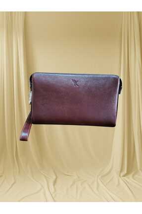 Karalı Deri DERİ EL ÇANTASI KRİSTAL KAHVE ŞİFRELİ FERMUAR