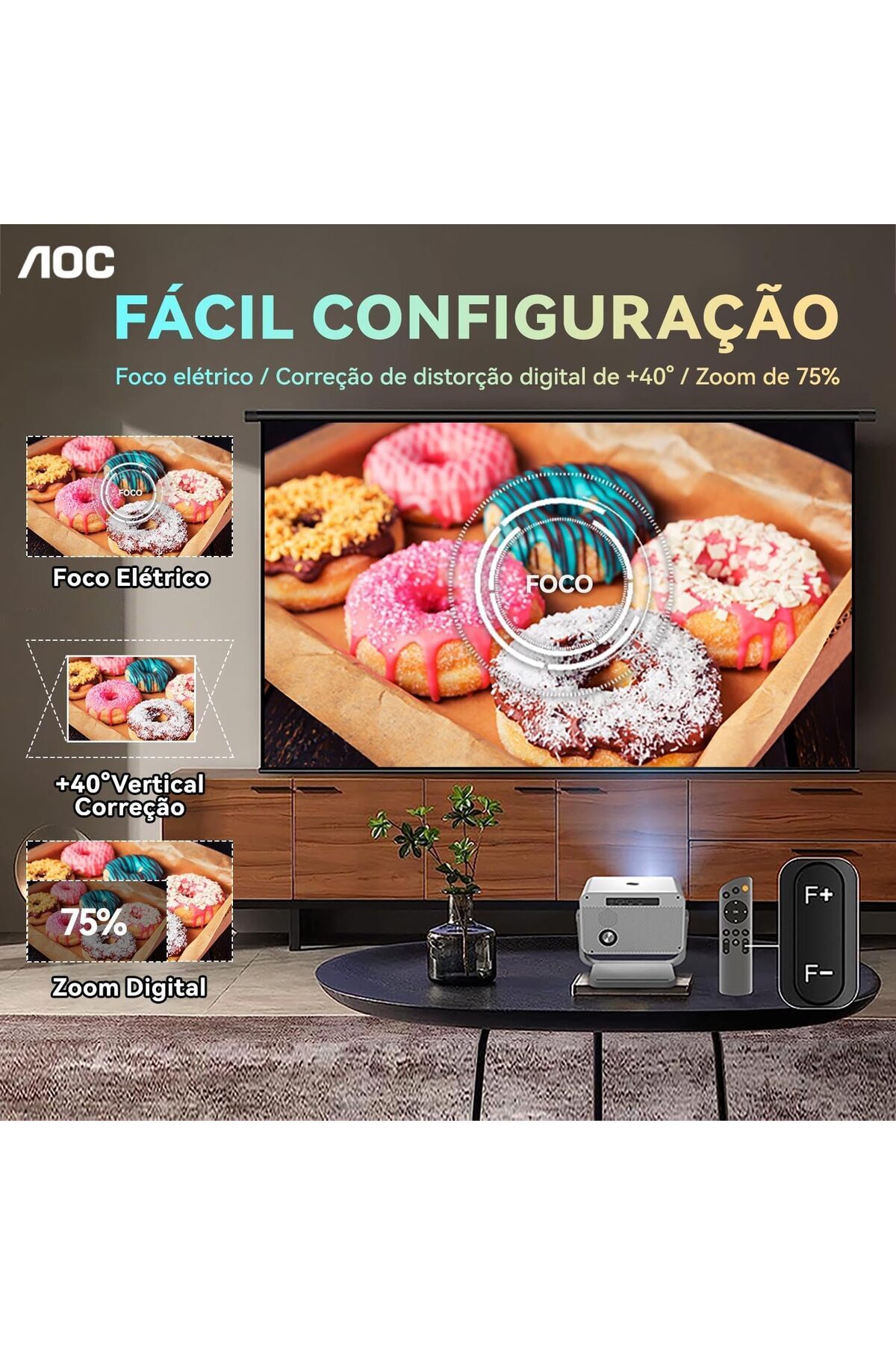 Aoc-Portable Projector, 1080P, 12000 Lumen, Support 4K, 5G WiFi6, Compatible with IOS/Android/PC/PS4 7