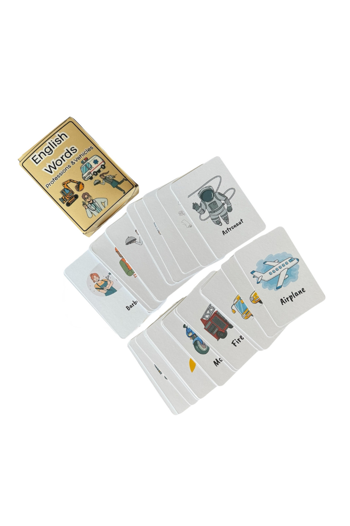 HOBİREYON 40 Adet Meslekler ve Araçlar İngilizce Çalışma Kartları (105x70 mm)