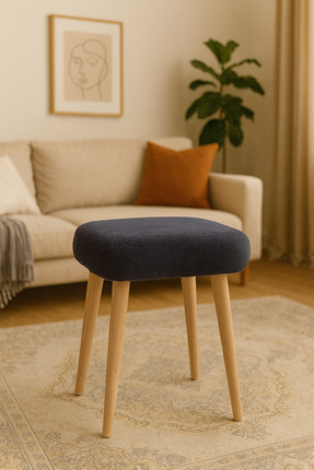 Bounteous Kare Model Tedy Kumaş Füme Renk Puf Tabure